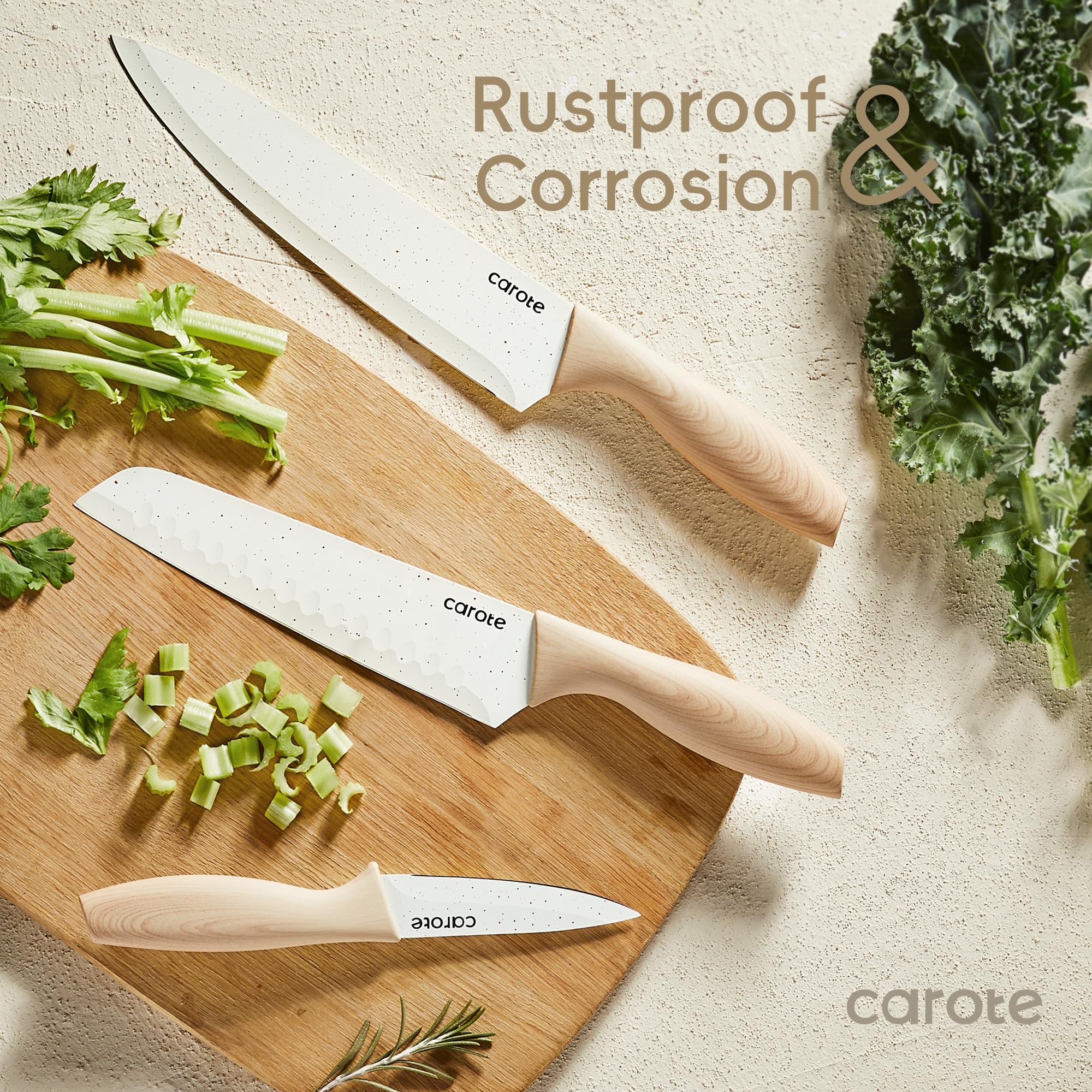 Foto 4 | Juego De Cuchillos Carote De 12 Piezas Con Protectores De Hoja De Acero Inoxidable - Venta Internacional.
