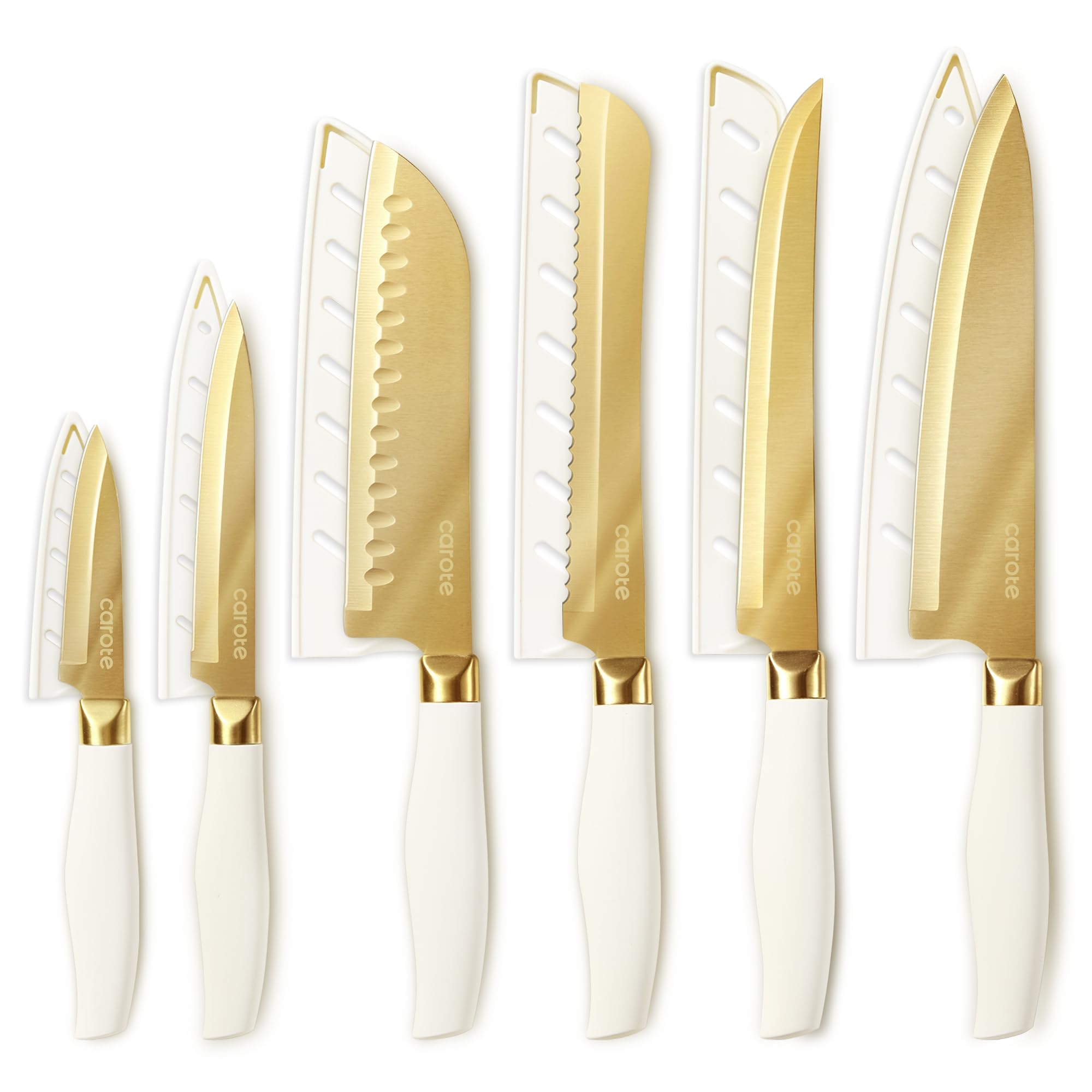 Foto 1 | Juego De Cuchillos De Cocina Carote Healthy Gold Titanium 12 Piezas - Venta Internacional.
