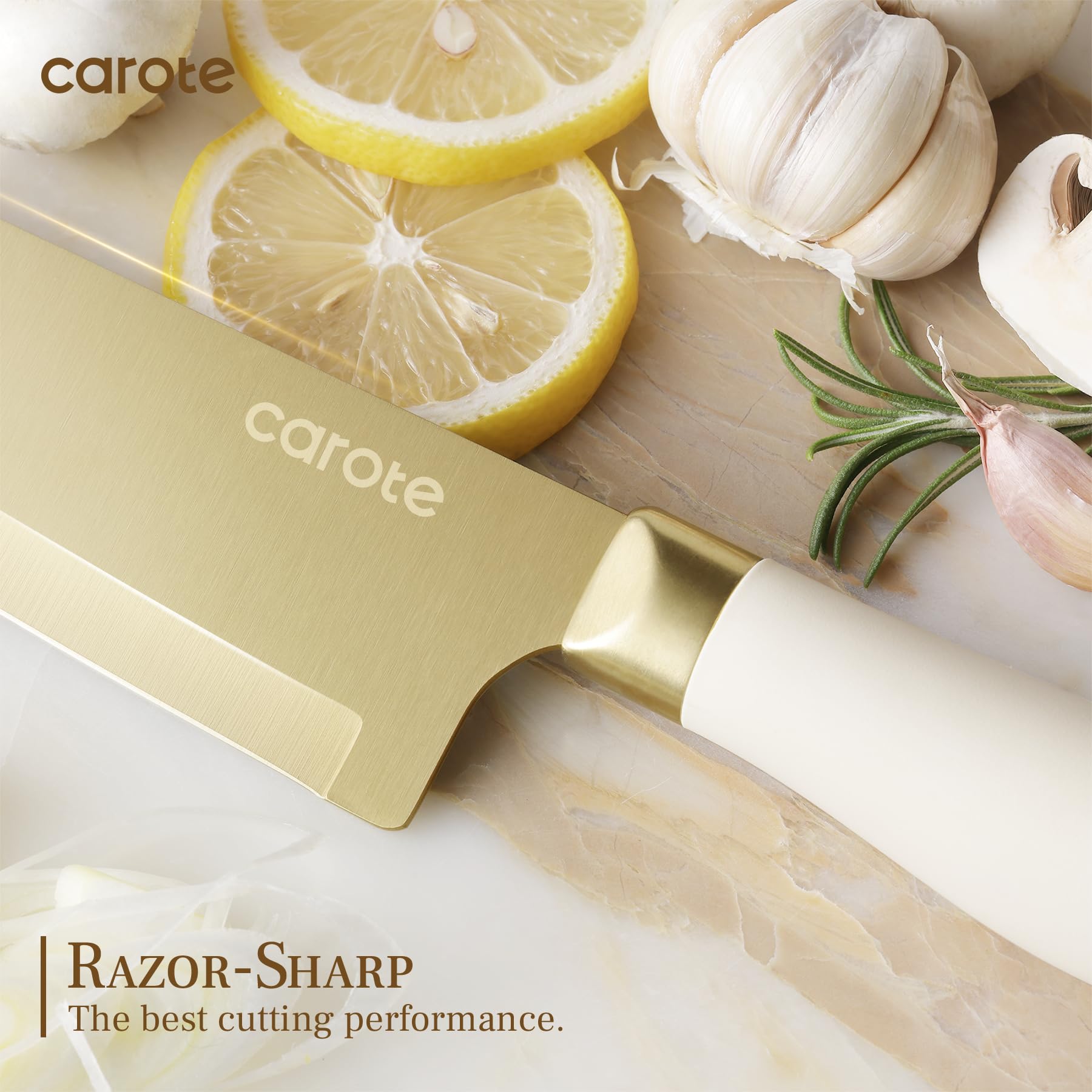 Foto 3 | Juego De Cuchillos De Cocina Carote Healthy Gold Titanium 12 Piezas - Venta Internacional.