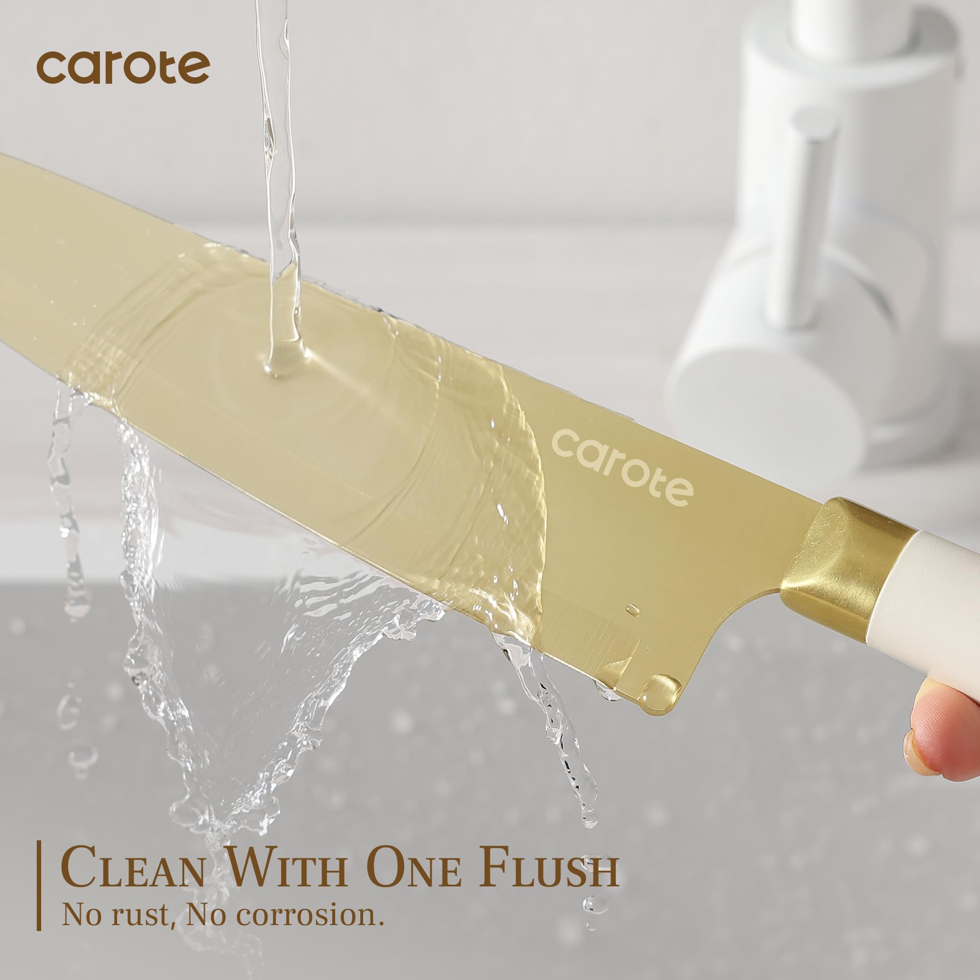 Foto 5 | Juego De Cuchillos De Cocina Carote Healthy Gold Titanium 12 Piezas - Venta Internacional.