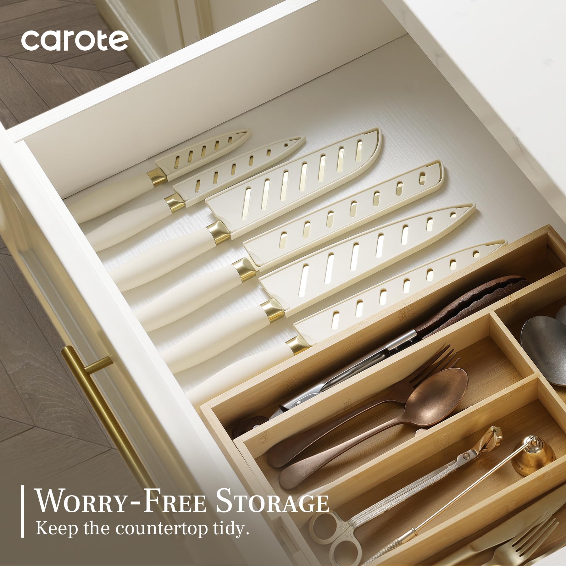 Foto 6 | Juego De Cuchillos De Cocina Carote Healthy Gold Titanium 12 Piezas - Venta Internacional.