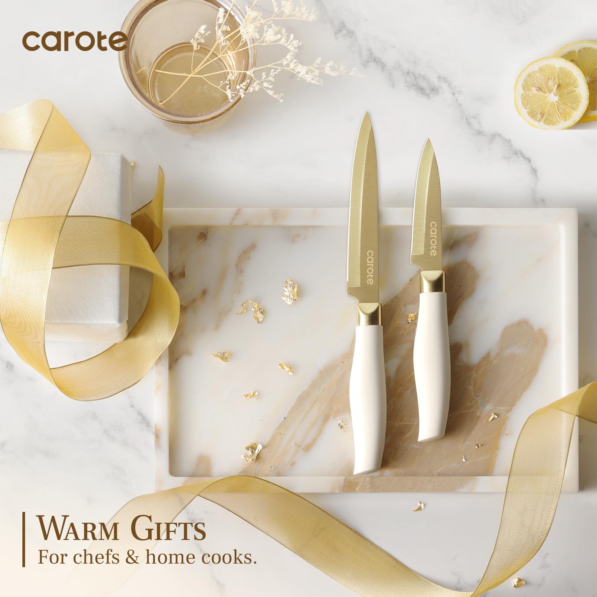 Foto 7 | Juego De Cuchillos De Cocina Carote Healthy Gold Titanium 12 Piezas - Venta Internacional.