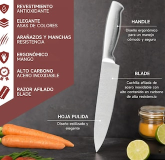 Foto 4 | Xtellar Juego De Cuchillos Profesionales De Cocina Premium De 8 Piezas En Base Elegante