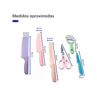 Foto 3 | Juego De Cuchillos Profesionales Acero Inoxidable Eo Safe Imports Esi-20706 Multicolor