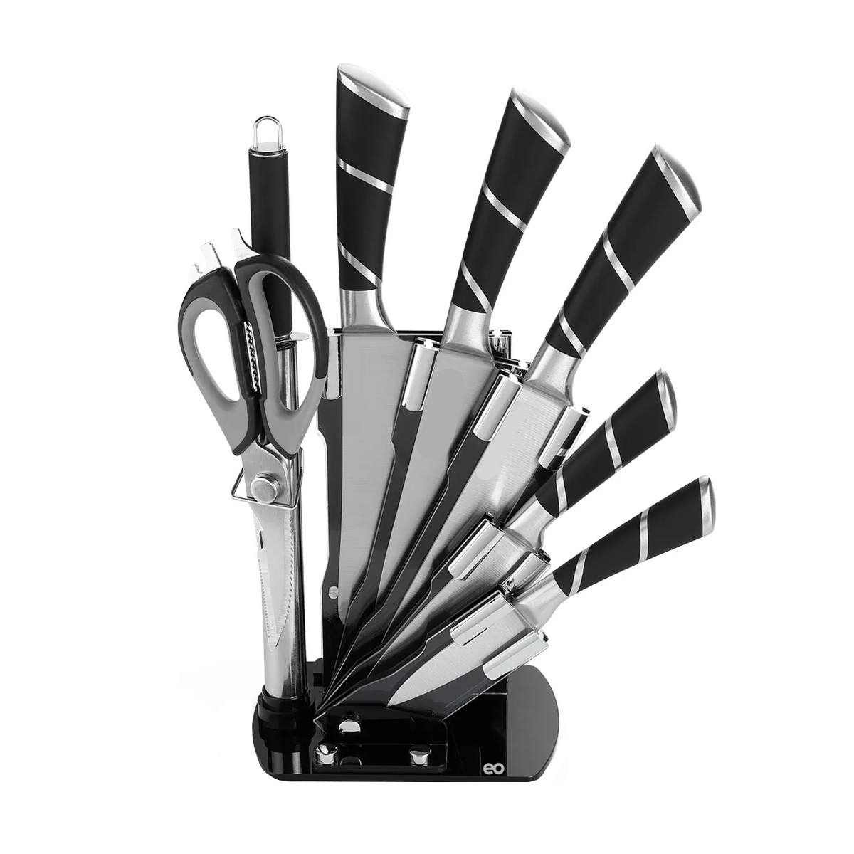 Foto 2 pulgar | Juego De Cuchillos De Cocina 8 Piezas Con Base Eo Safe Imports Esi-20704 Color Negro