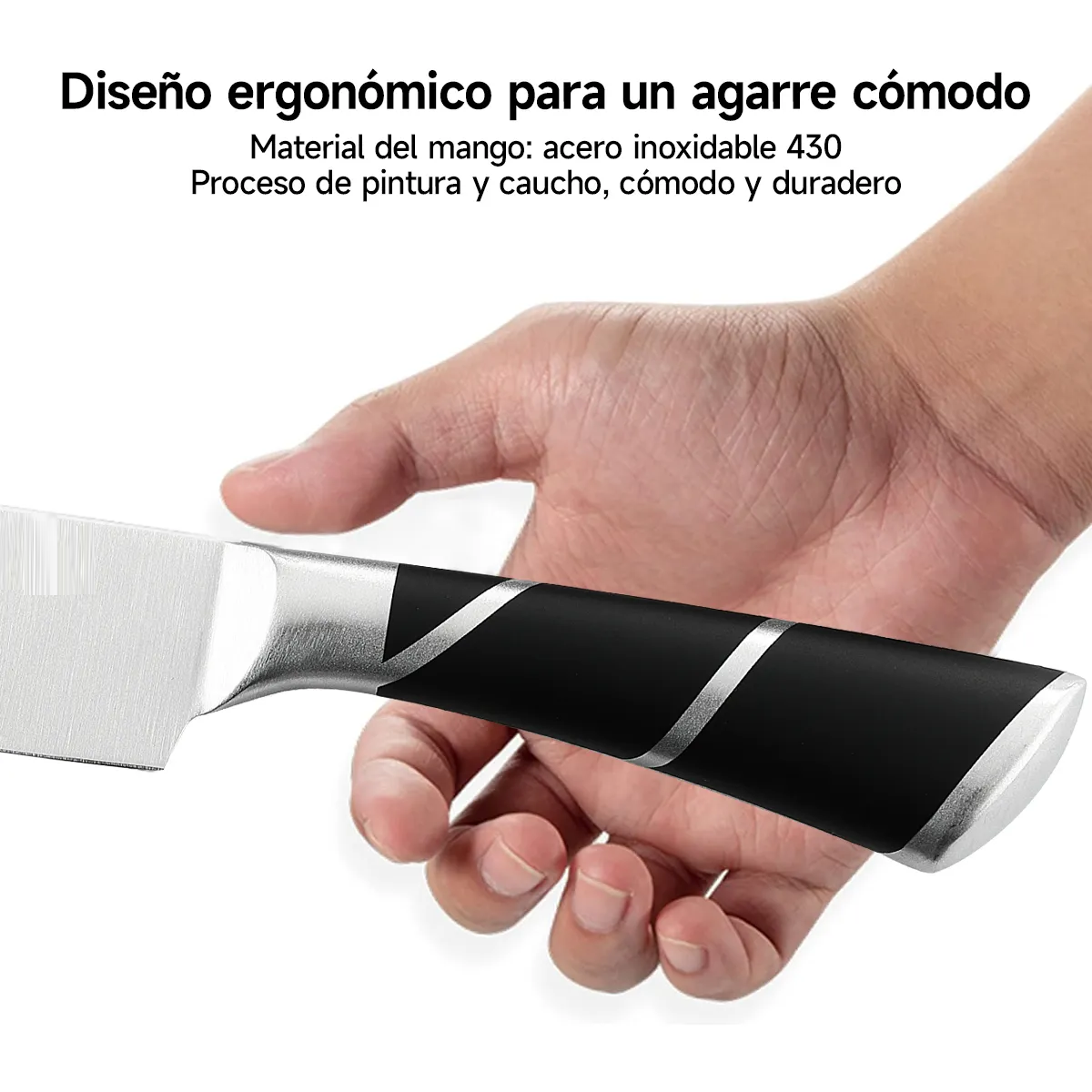 Foto 3 pulgar | Juego De Cuchillos De Cocina 8 Piezas Con Base Eo Safe Imports Esi-20704 Color Negro