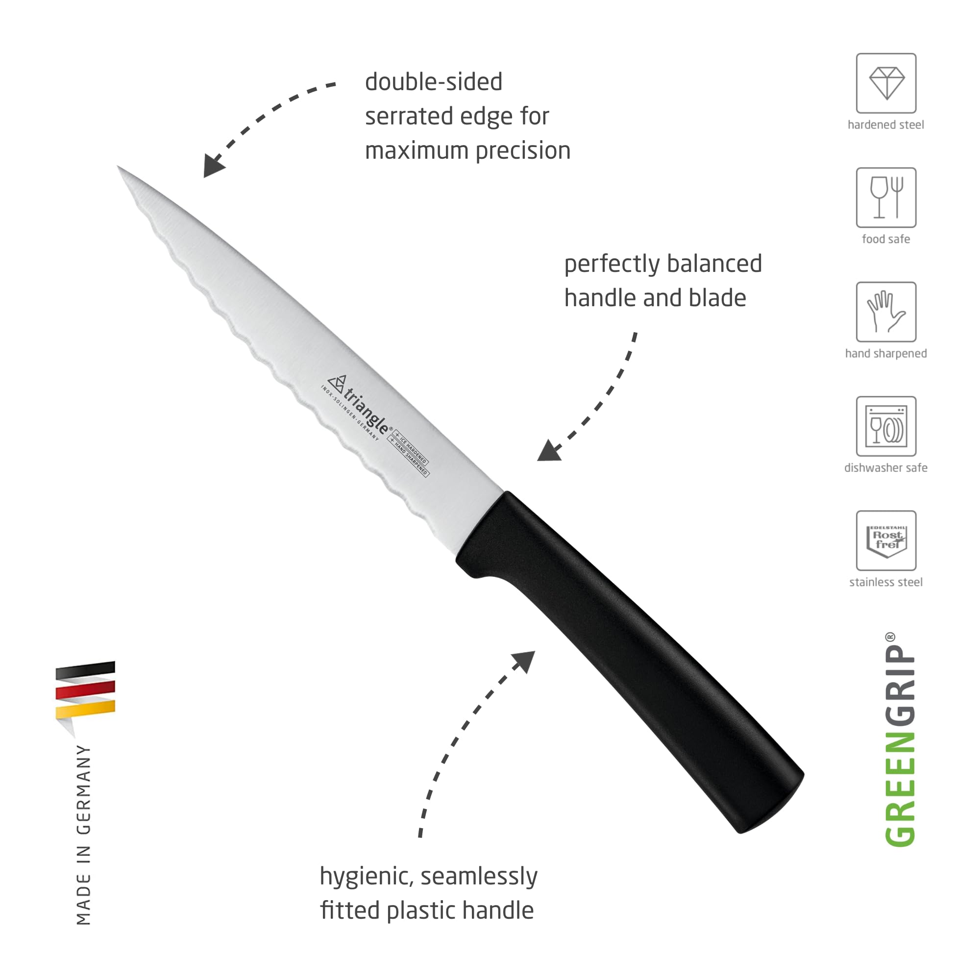 Foto 2 | Cuchillo De Cocina Triangular Con Hoja De Acero Inoxidable Con Borde Ondulado De 16 Cm - Venta Internacional.