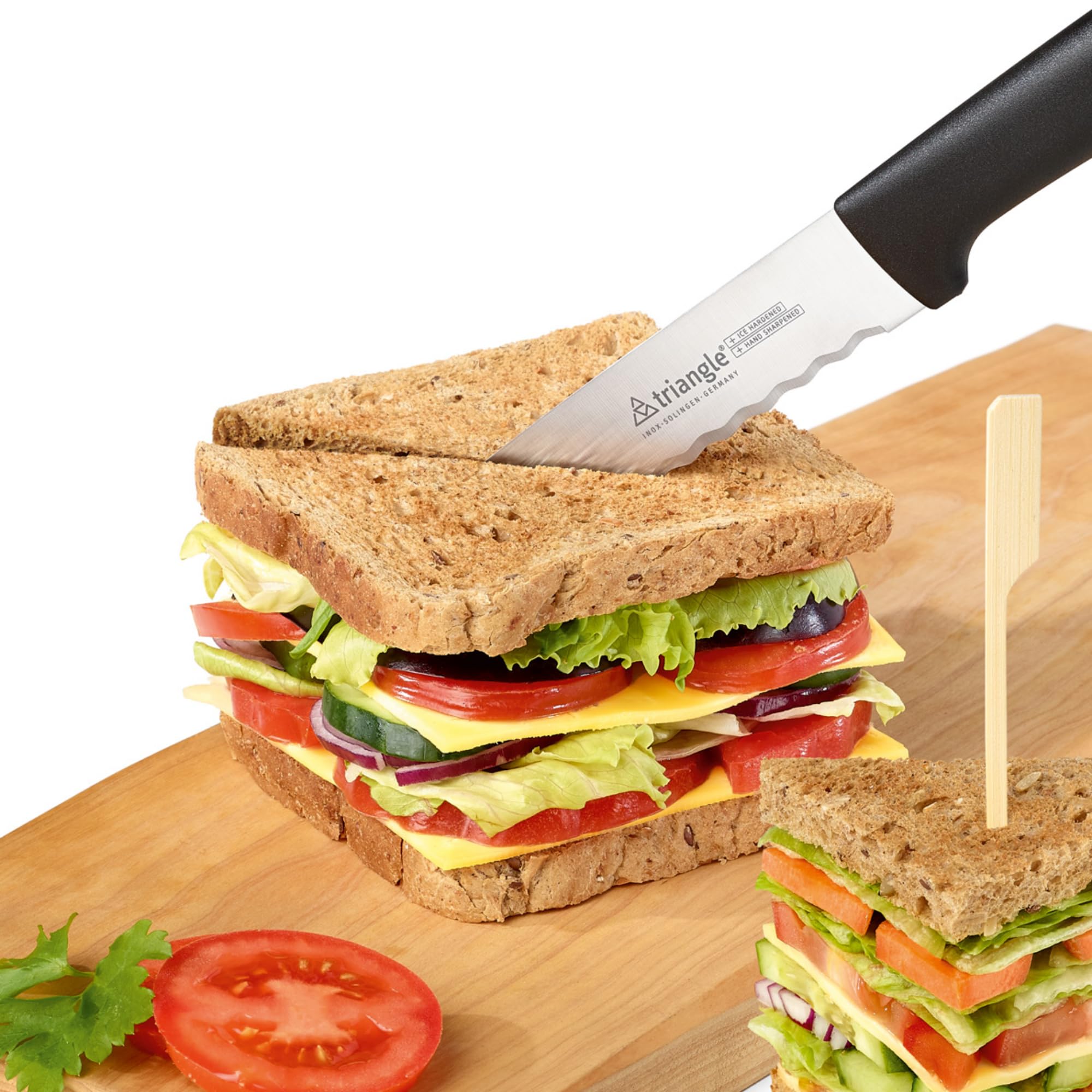Foto 3 | Cuchillo De Cocina Triangular Con Hoja De Acero Inoxidable Con Borde Ondulado De 16 Cm - Venta Internacional.