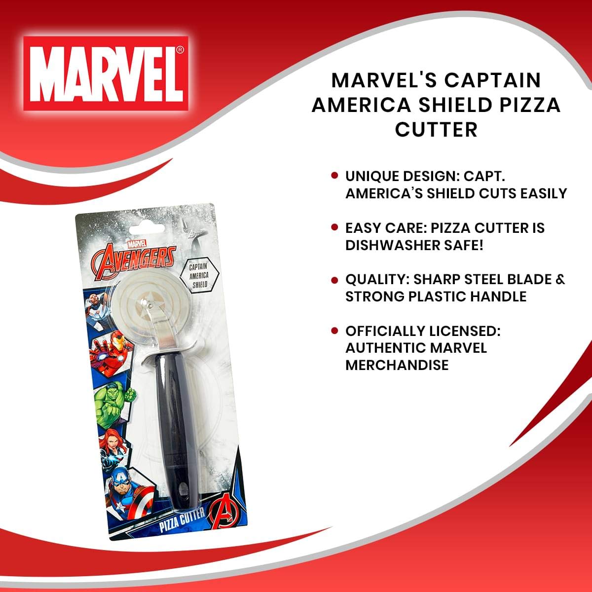 Foto 8 pulgar | Cortador De Pizza Marvel Captain America Shield  Hoja De Acero - Venta Internacional.