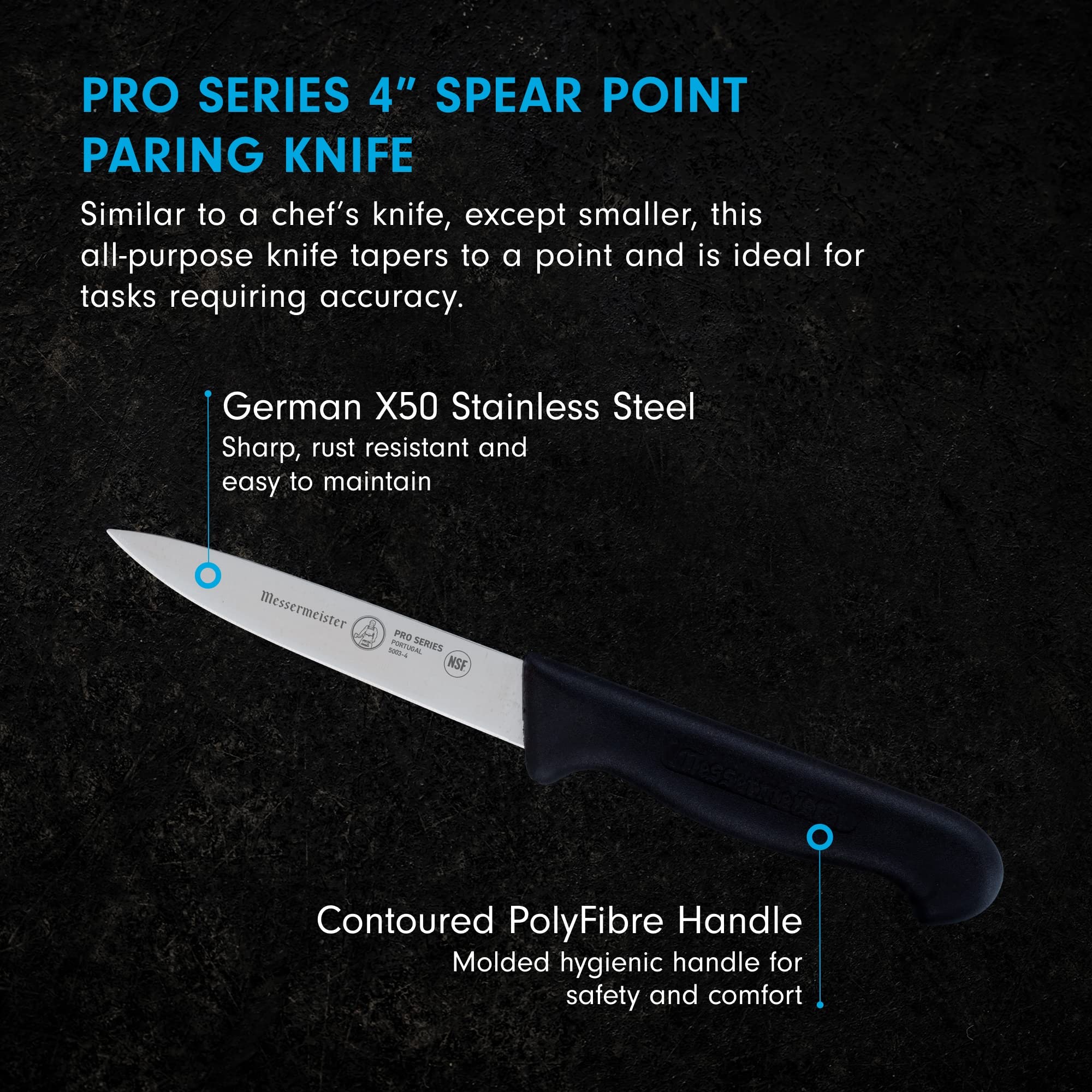 Foto 2 | Cuchillo De Pelar Messermeister Pro Series De 4 Pulgadas Con Punta De Lanza - Venta Internacional.