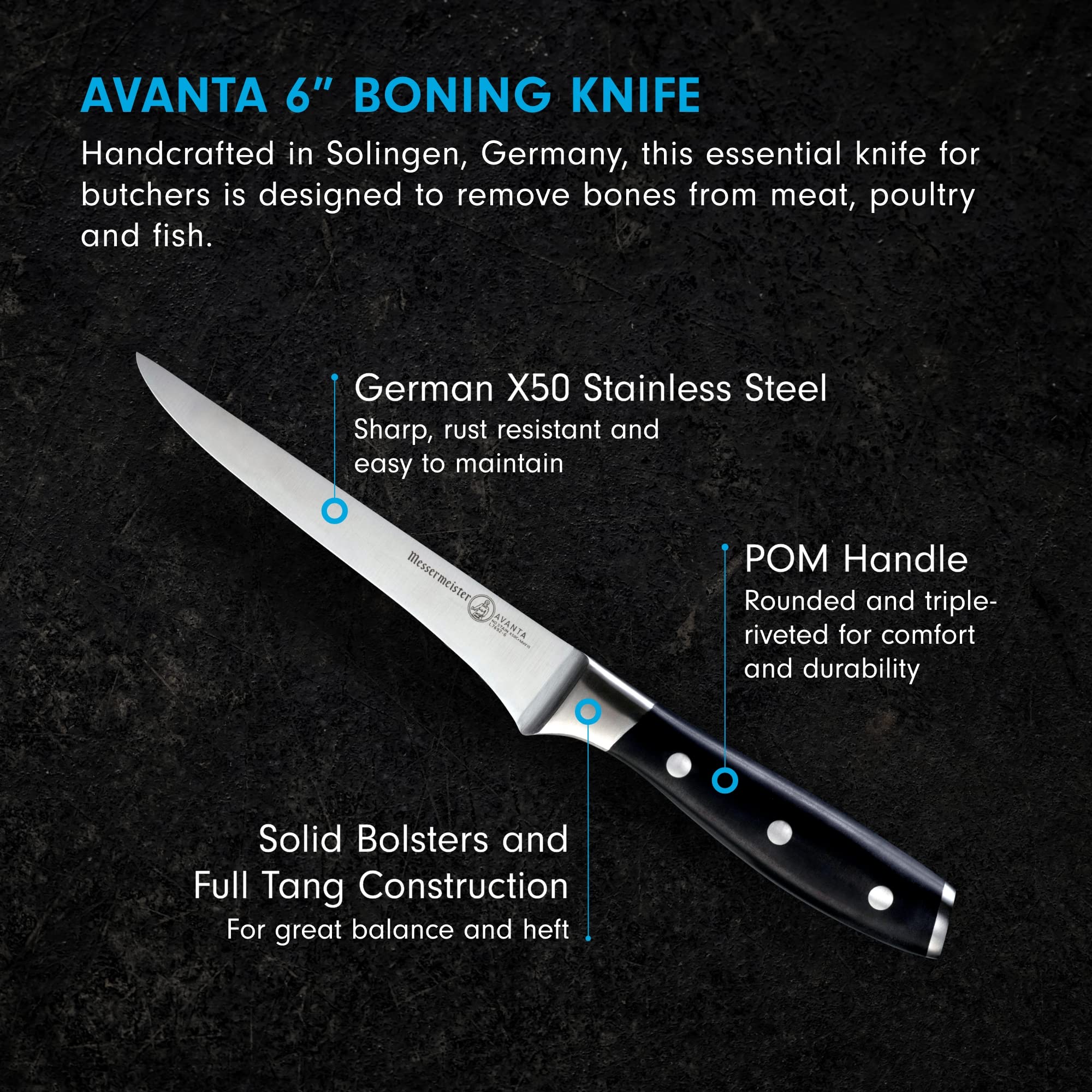 Foto 2 | Cuchillo Deshuesador Messermeister Avanta 15 Cm  Alemán X50  Acero Inoxidable - Venta Internacional.