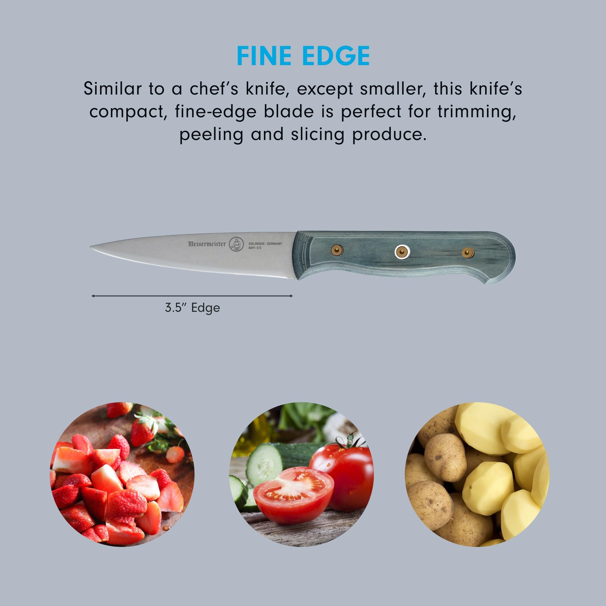 Foto 4 pulgar | Cuchillo De Pelar Messermeister Personalizado Azul Índigo 8 9 Cm - Venta Internacional.