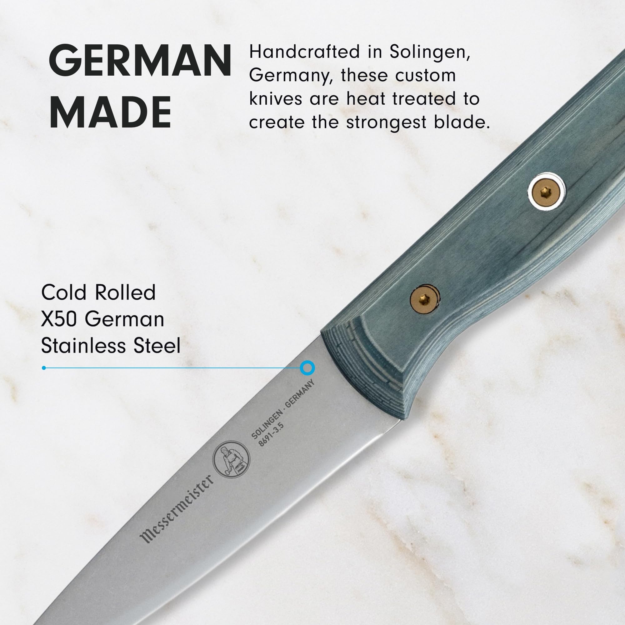 Foto 6 pulgar | Cuchillo De Pelar Messermeister Personalizado Azul Índigo 8 9 Cm - Venta Internacional.