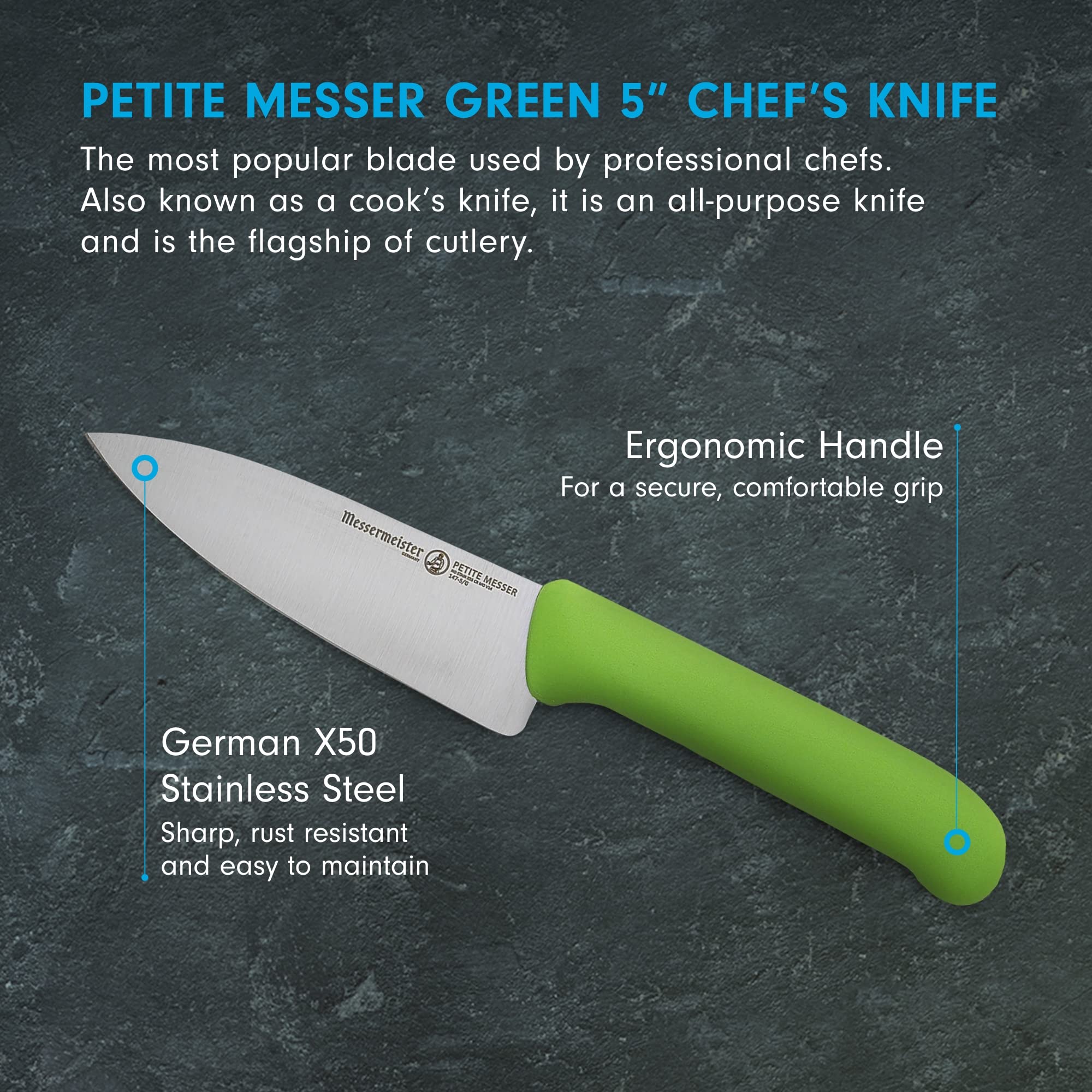 Foto 3 pulgar | Cuchillo De Chef Messermeister Petite Messer De 5 Pulgadas  Verde Inoxidable - Venta Internacional.
