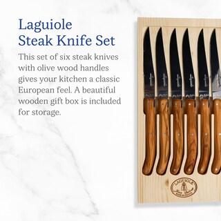 Foto 2 | Juego De Cuchillos Para Carne Jean Dubost Laguiole Madera De Olivo 6 Piezas - Venta Internacional.