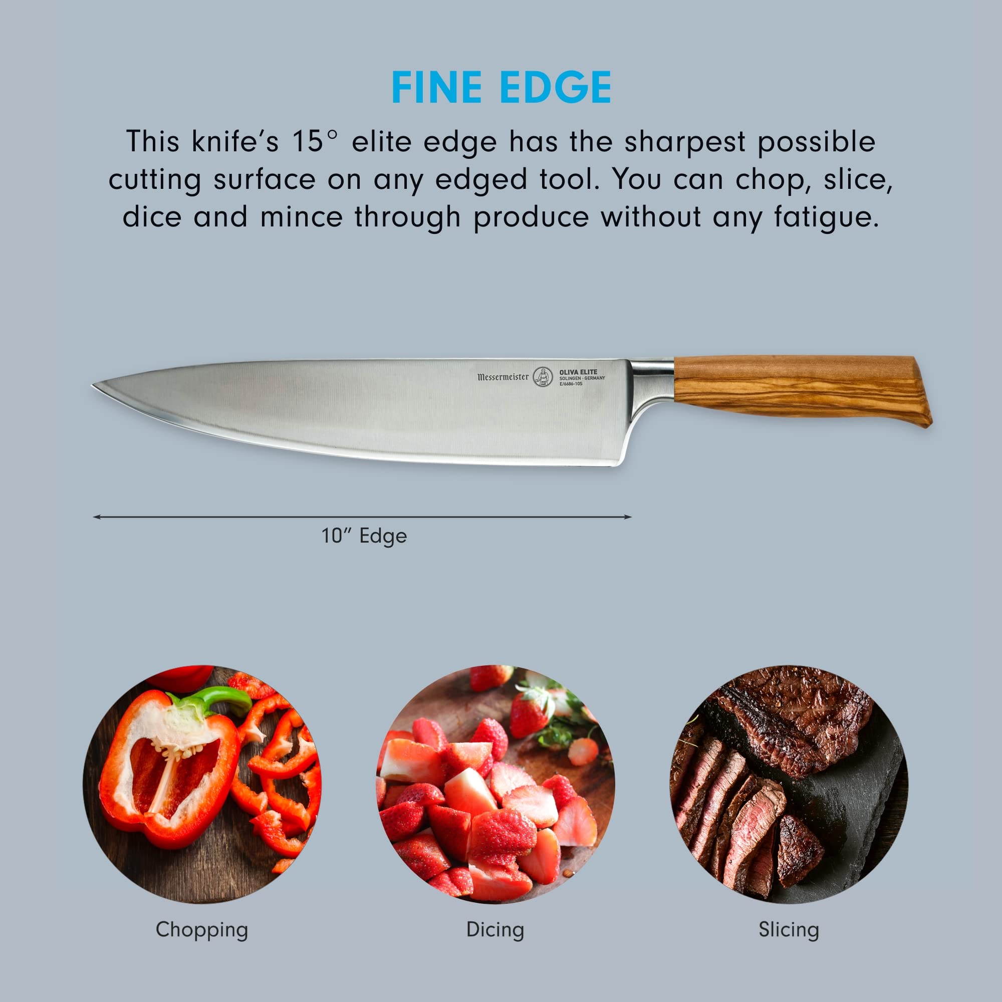 Foto 4 pulgar | Cuchillo De Chef Messermeister Oliva Elite Stealth 25 Cm - Venta Internacional.