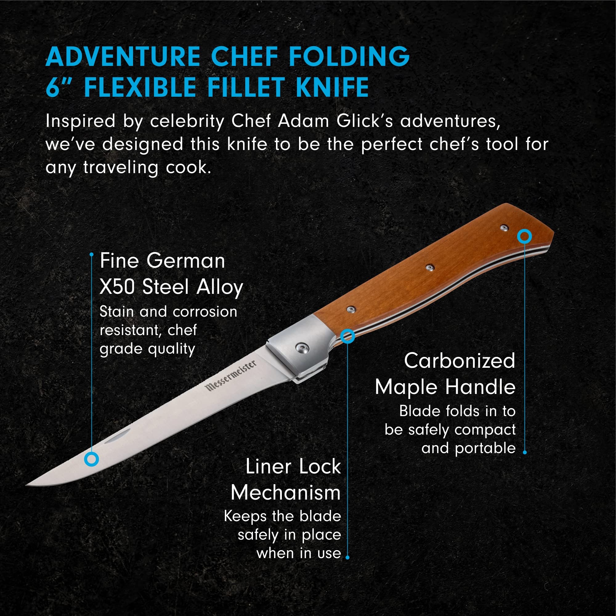 Foto 3 pulgar | Cuchillo Para Filetear Messermeister Adventure Chef Plegable 15 Cm - Venta Internacional.