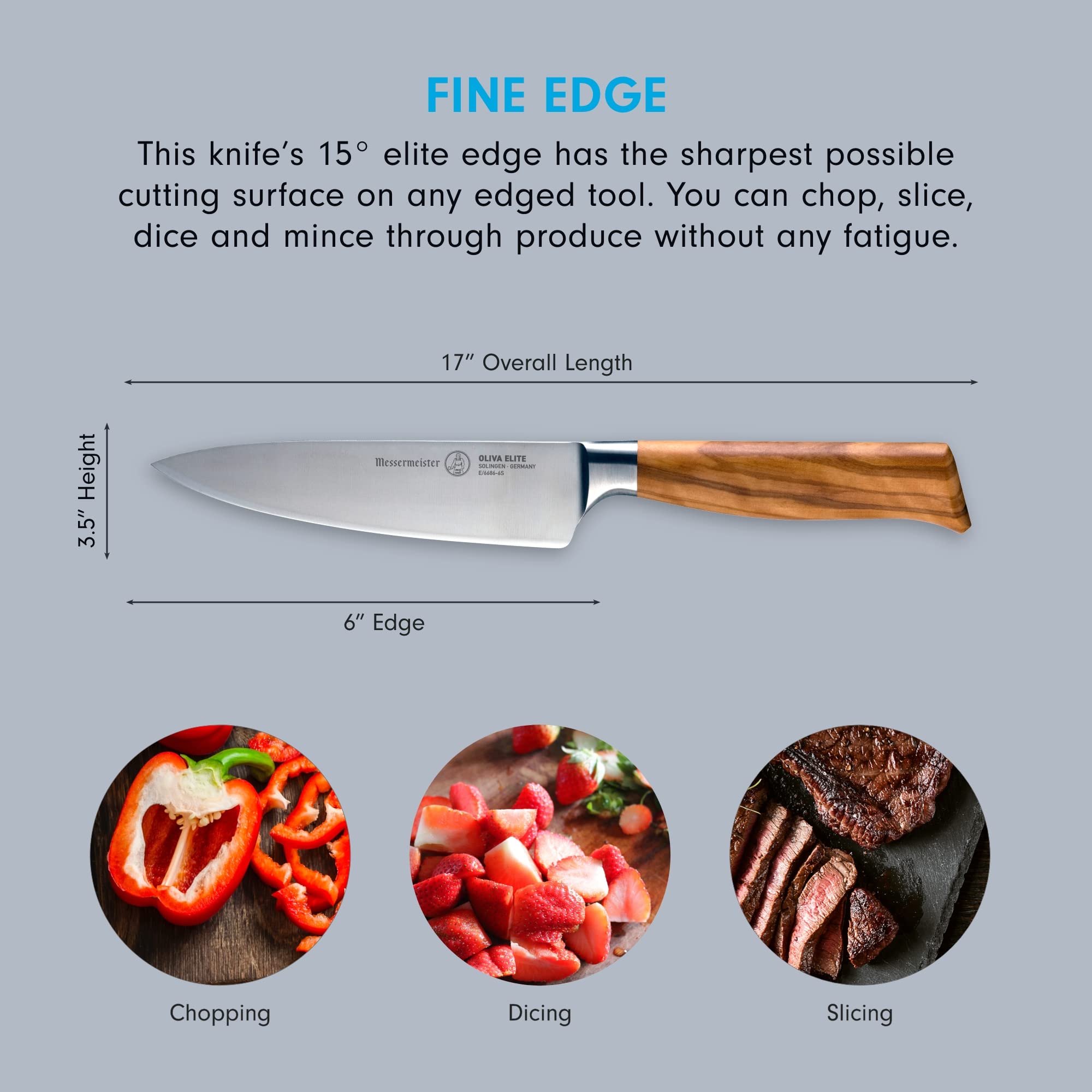 Foto 4 pulgar | Cuchillo De Chef Messermeister Oliva Elite Stealth 6'' - Venta Internacional.
