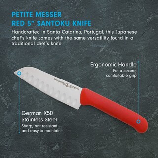 Foto 2 | Cuchillo Santoku Messermeister Petite Messer De 5 Pulgadas Rojo Inoxidable - Venta Internacional.