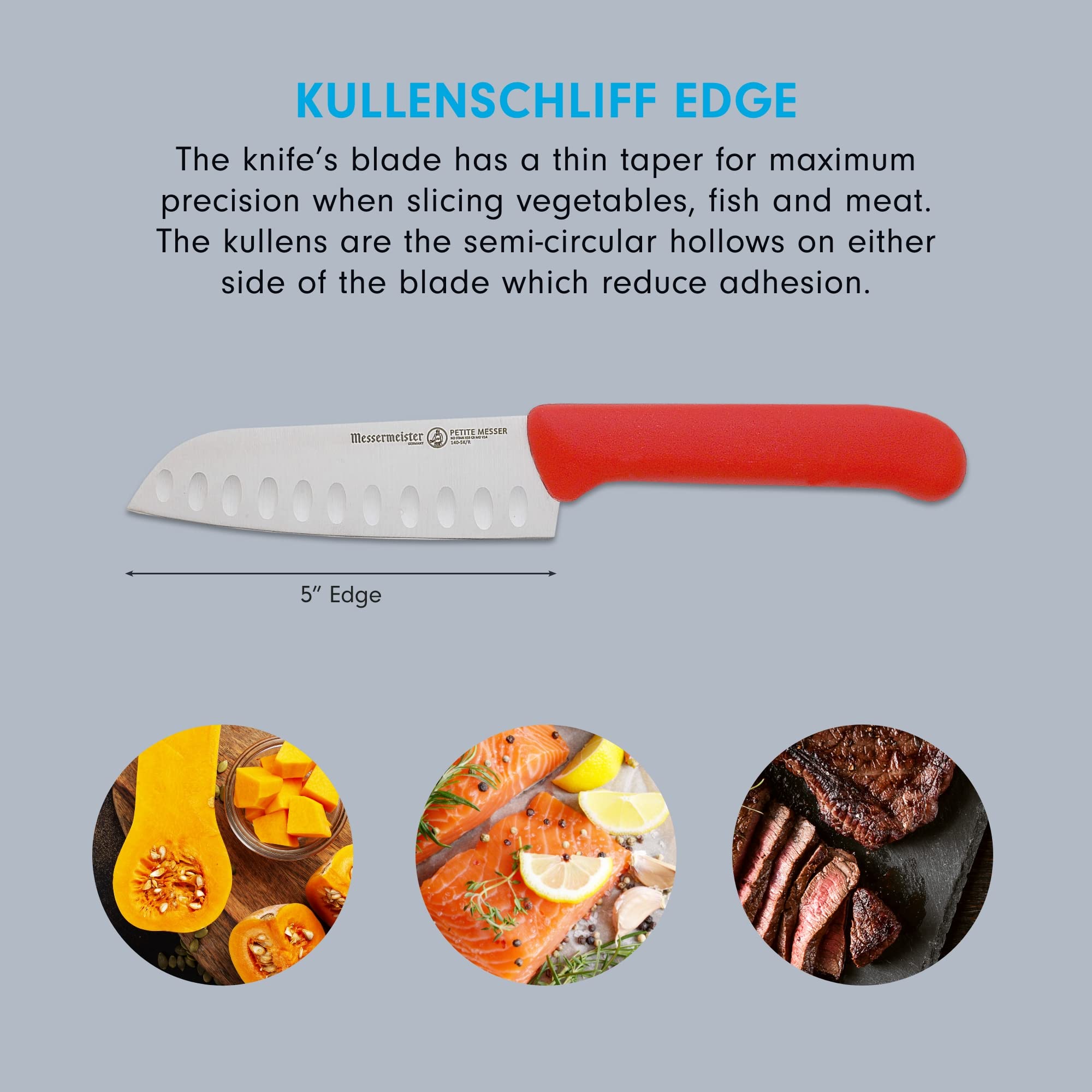 Foto 3 | Cuchillo Santoku Messermeister Petite Messer De 5 Pulgadas  Rojo Inoxidable - Venta Internacional.