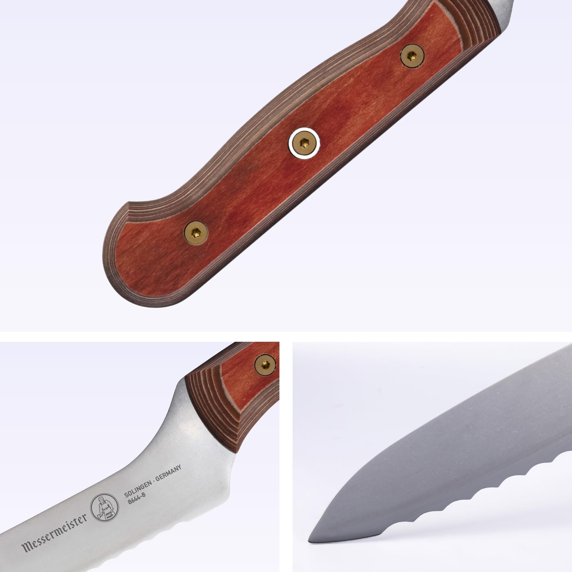 Foto 5 pulgar | Cuchillo Messermeister Custom Terra Red Offset Festoneado 20 Cm - Venta Internacional.