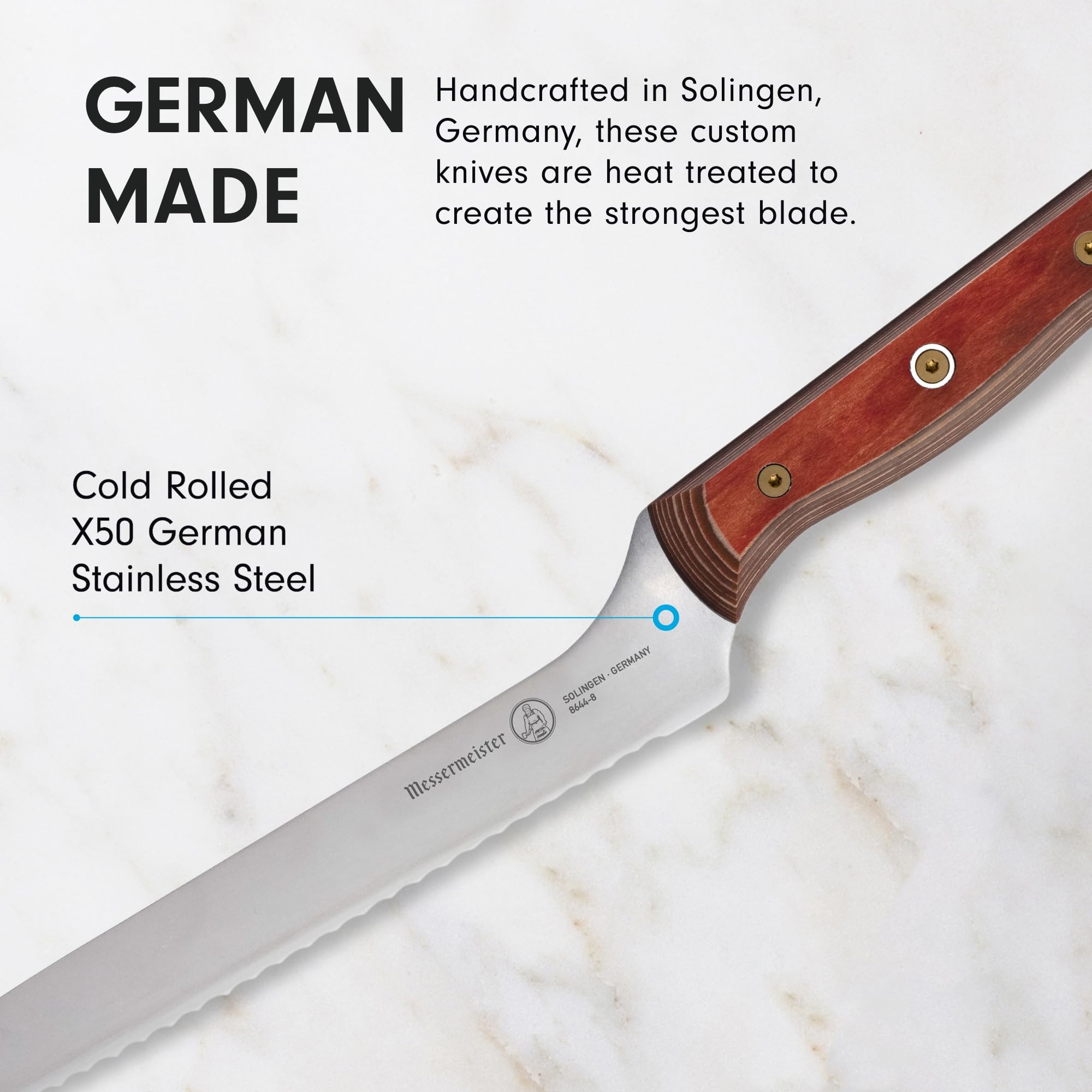 Foto 6 pulgar | Cuchillo Messermeister Custom Terra Red Offset Festoneado 20 Cm - Venta Internacional.