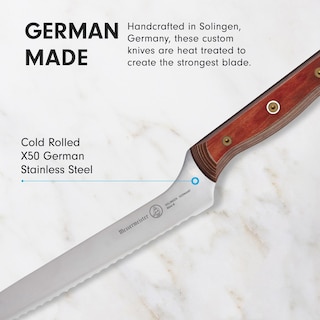 Foto 5 | Cuchillo Messermeister Custom Terra Red Offset Festoneado 20 Cm - Venta Internacional.