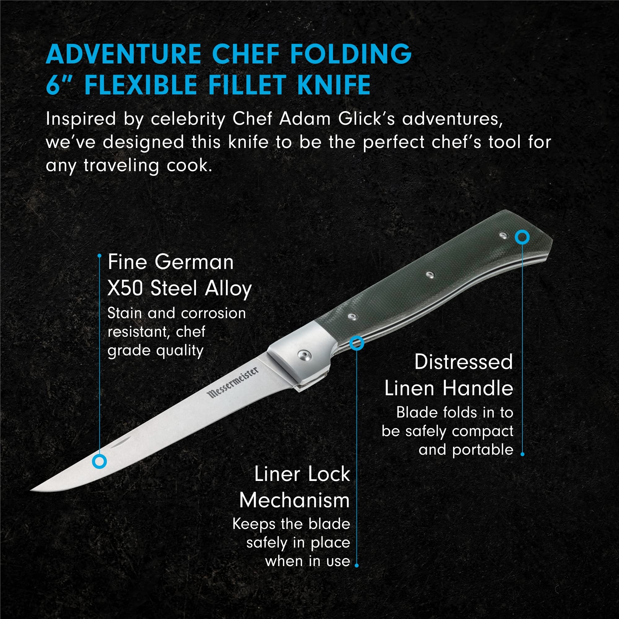 Foto 3 pulgar | Cuchillo Para Filetear Messermeister Adventure Chef Plegable 15 Cm - Venta Internacional.