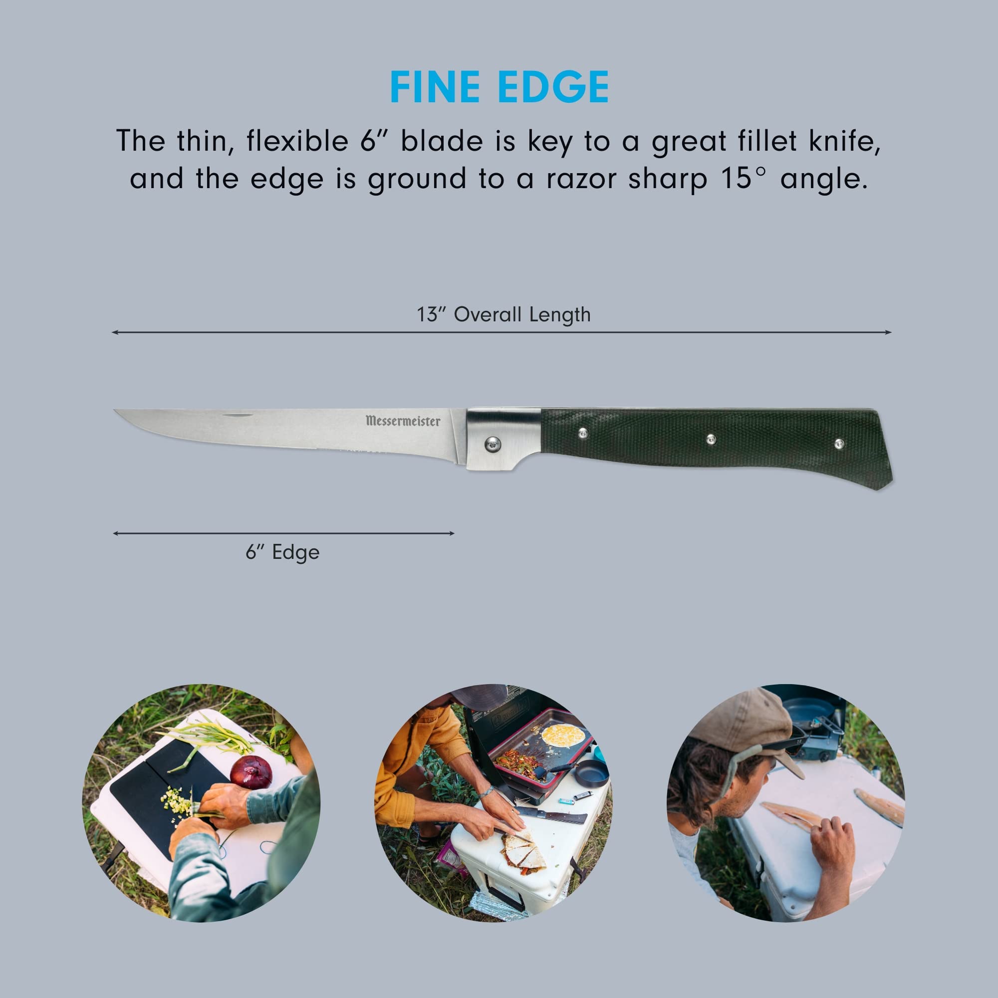 Foto 4 pulgar | Cuchillo Para Filetear Messermeister Adventure Chef Plegable 15 Cm - Venta Internacional.