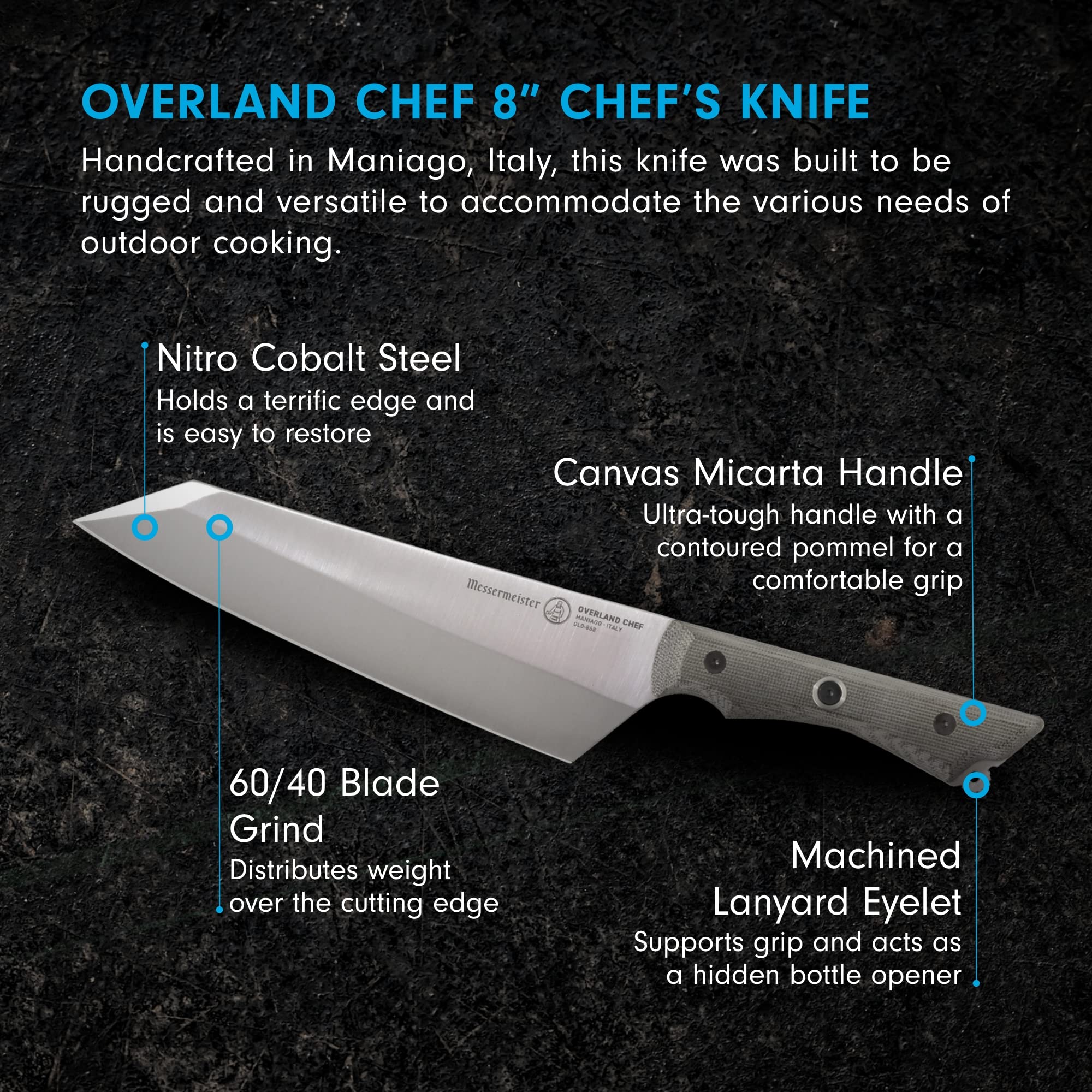 Foto 3 pulgar | Cuchillo De Chef Messermeister Overland De 8 Pulgadas  Acero Nitro Cobalto - Venta Internacional.