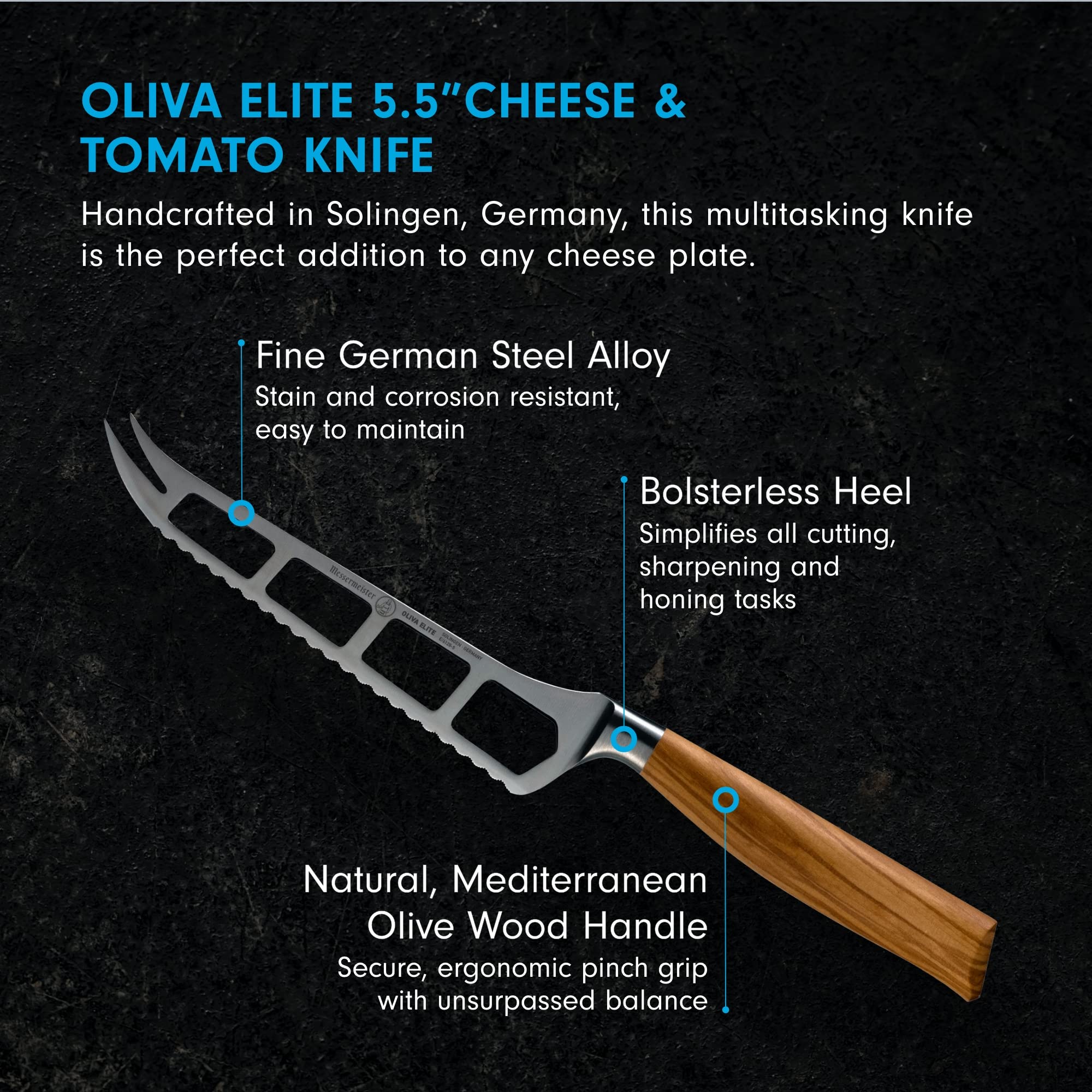 Foto 3 pulgar | Cuchillo Para Queso Y Tomate Messermeister Oliva Elite 14cm - Venta Internacional.