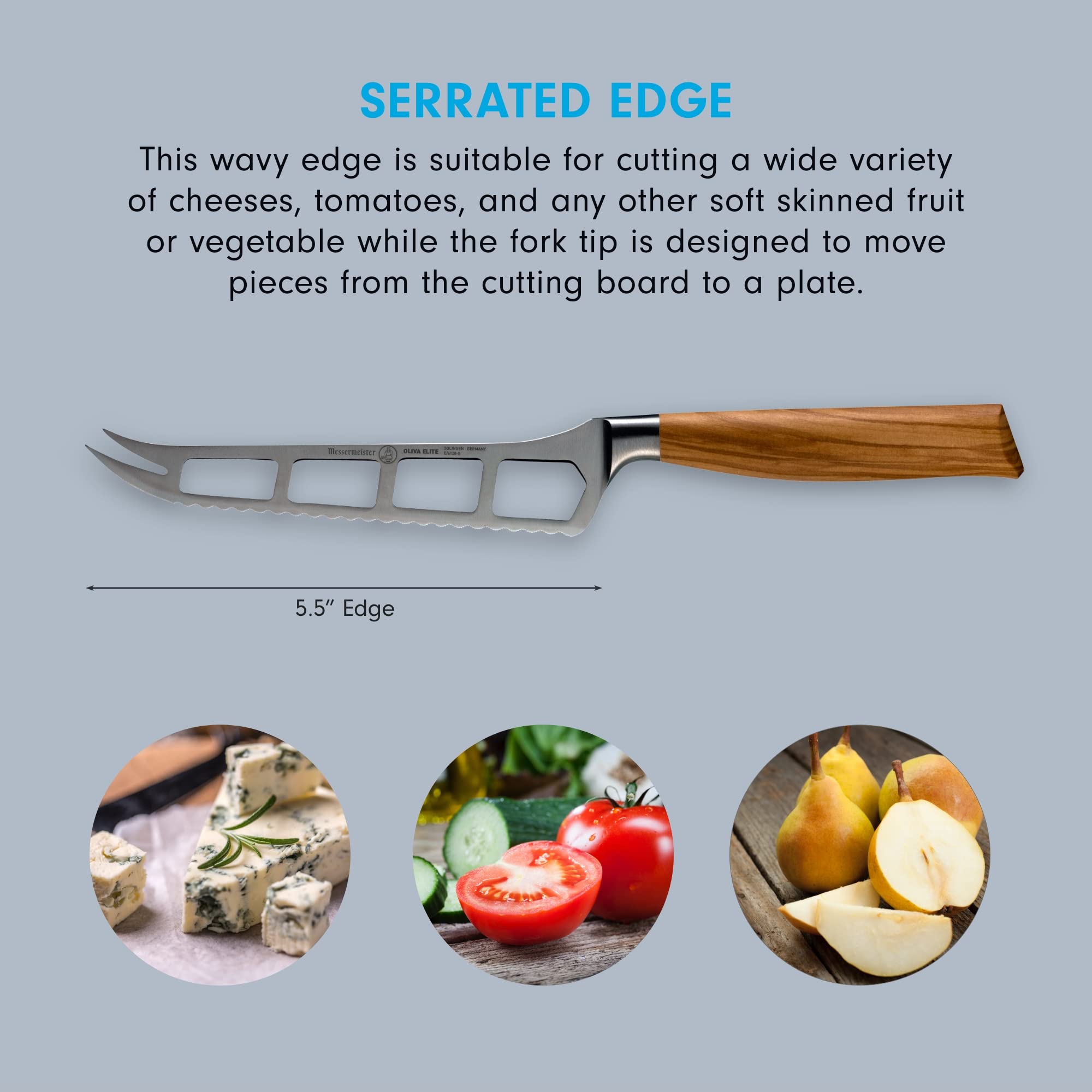 Foto 4 pulgar | Cuchillo Para Queso Y Tomate Messermeister Oliva Elite 14cm - Venta Internacional.