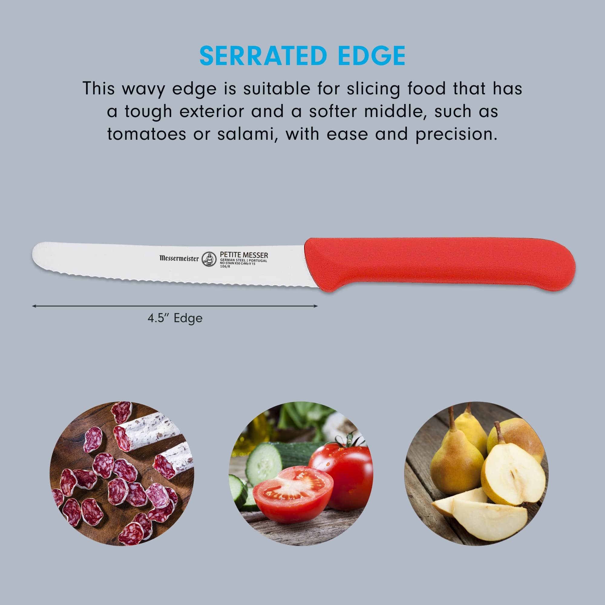 Foto 4 pulgar | Cuchillo Para Tomates Messermeister Rojo De 11 5 Cm Con Funda De Acero Alemán - Venta Internacional.
