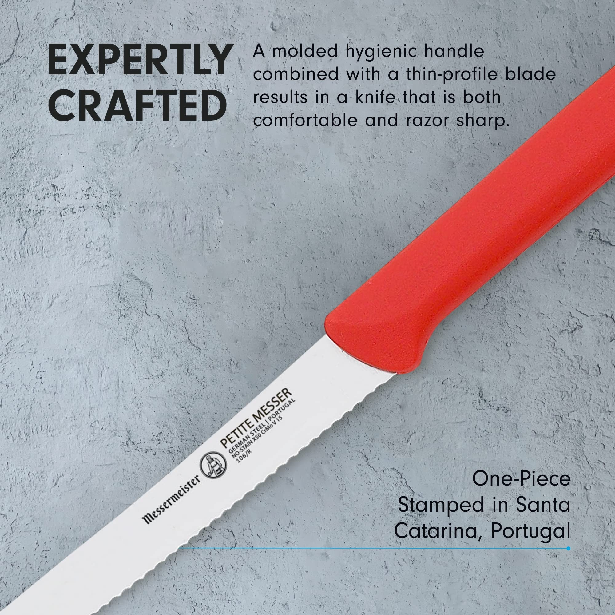 Foto 6 pulgar | Cuchillo Para Tomates Messermeister Rojo De 11 5 Cm Con Funda De Acero Alemán - Venta Internacional.