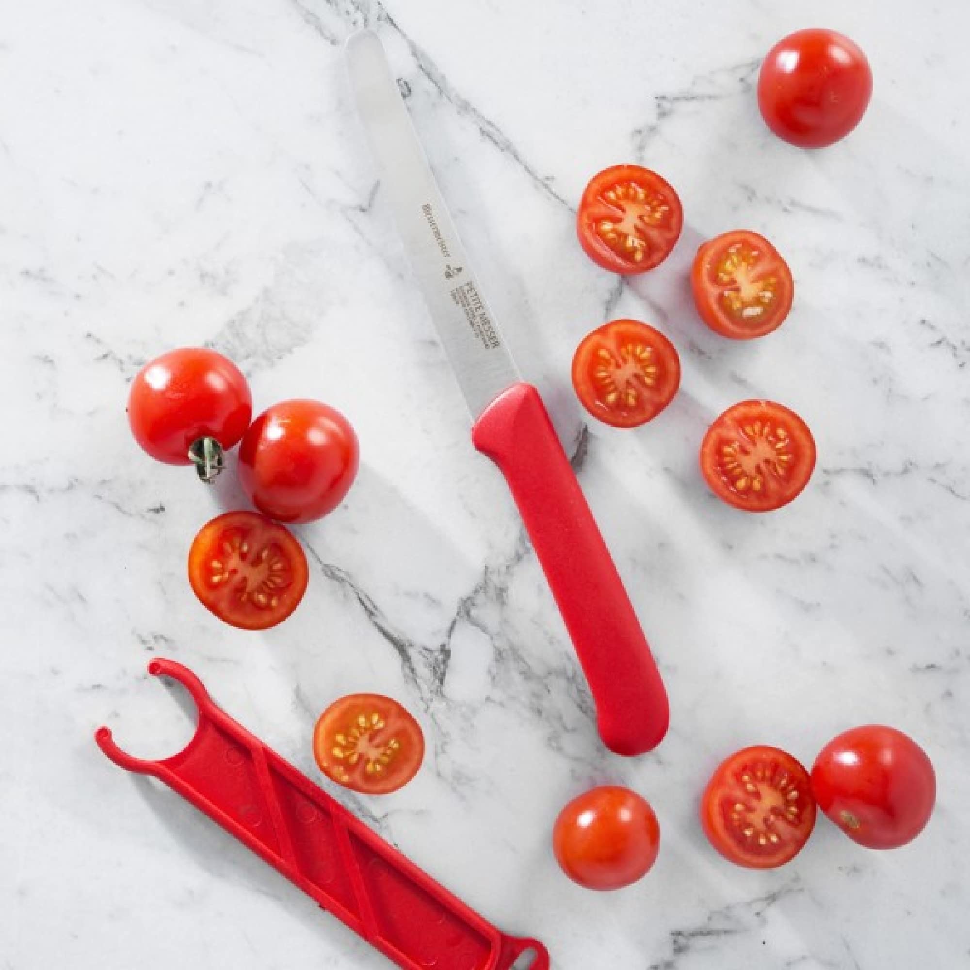 Foto 7 pulgar | Cuchillo Para Tomates Messermeister Rojo De 11 5 Cm Con Funda De Acero Alemán - Venta Internacional.