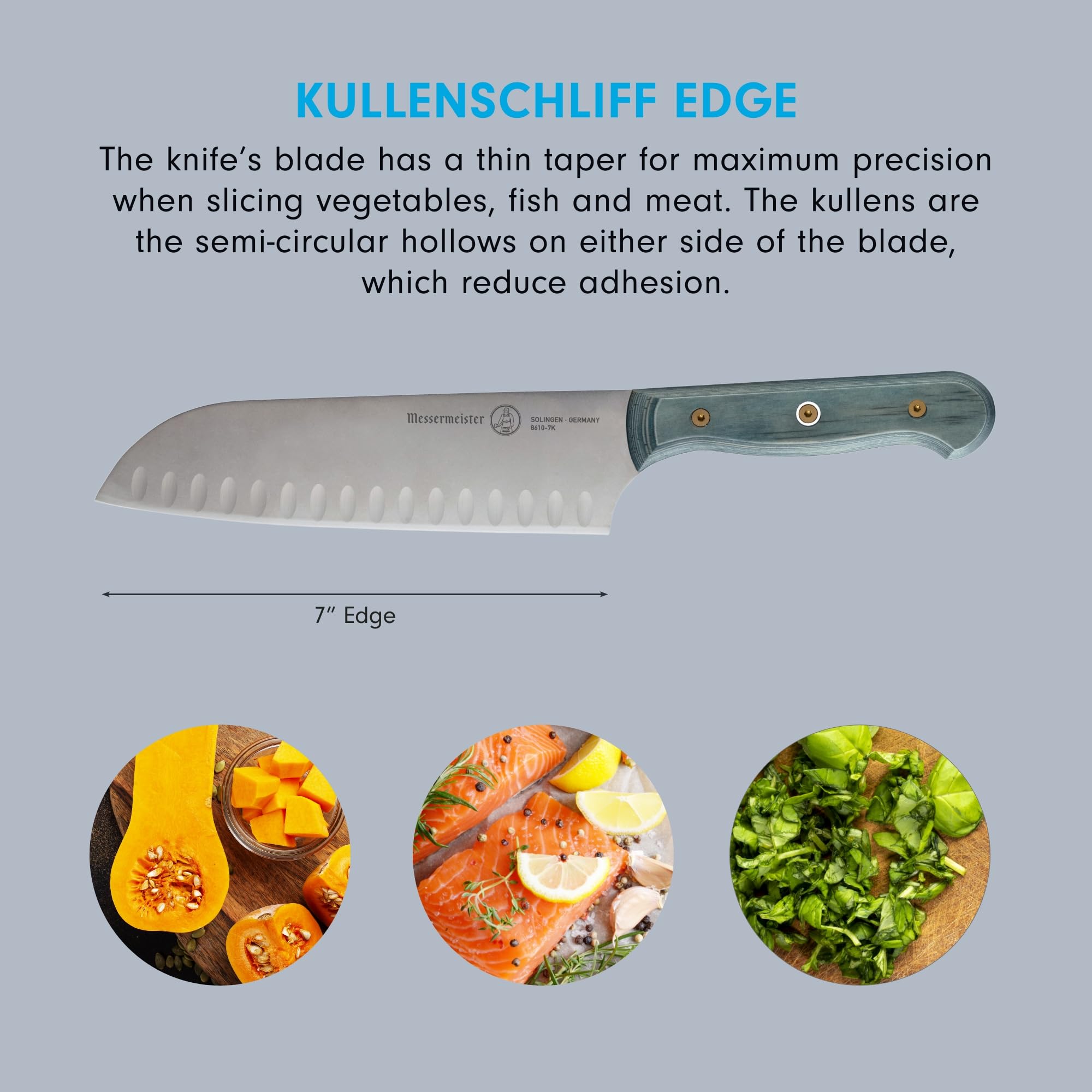 Foto 4 pulgar | Cuchillo Santoku Messermeister Custom 7» Kullens Indigo Blue - Venta Internacional.