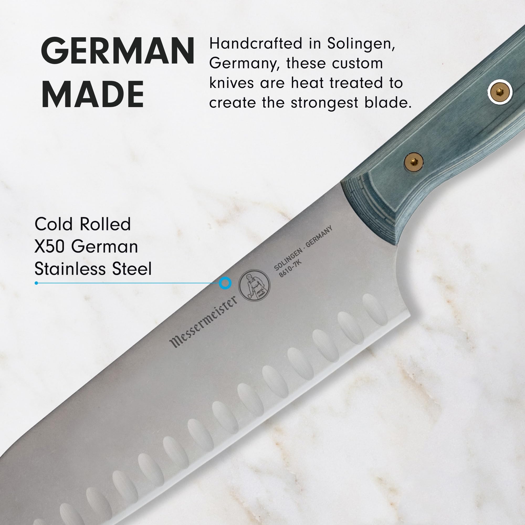 Foto 6 pulgar | Cuchillo Santoku Messermeister Custom 7» Kullens Indigo Blue - Venta Internacional.