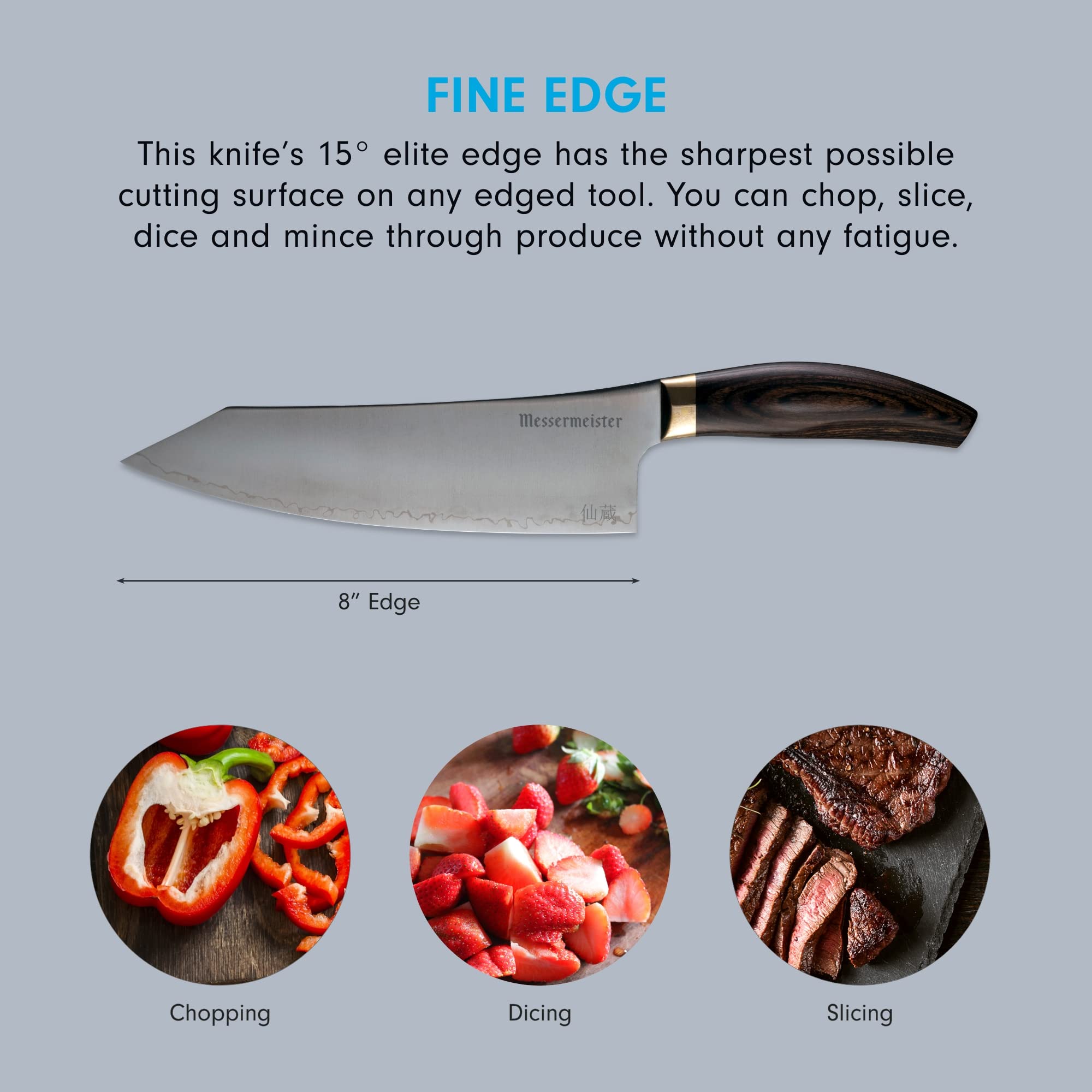 Foto 4 pulgar | Cuchillo De Chef Messermeister Kawashima 20 Cm Sg2 De Acero - Venta Internacional.