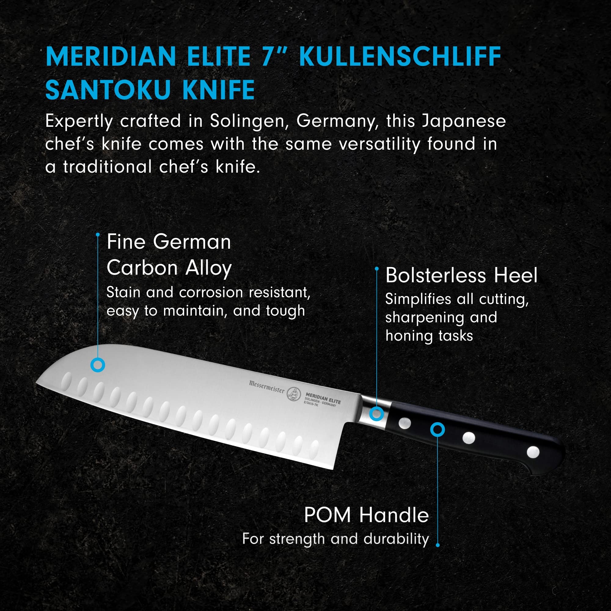 Foto 2 | Cuchillo Santoku Messermeister Meridian Elite De 18 Cm  Acero Alemán - Venta Internacional.