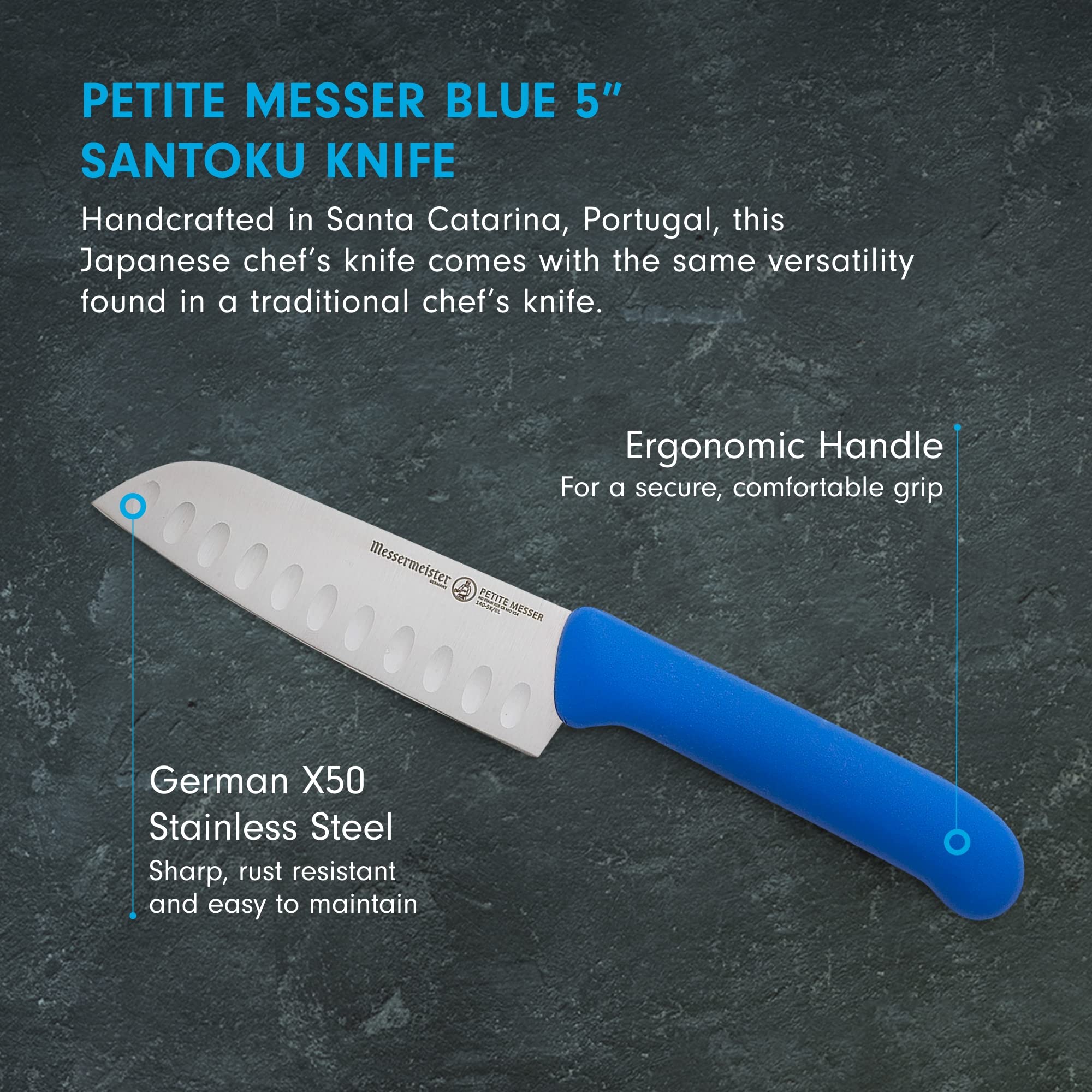 Foto 3 pulgar | Cuchillo Santoku Messermeister Petite Messer 5'' Azul - Venta Internacional.