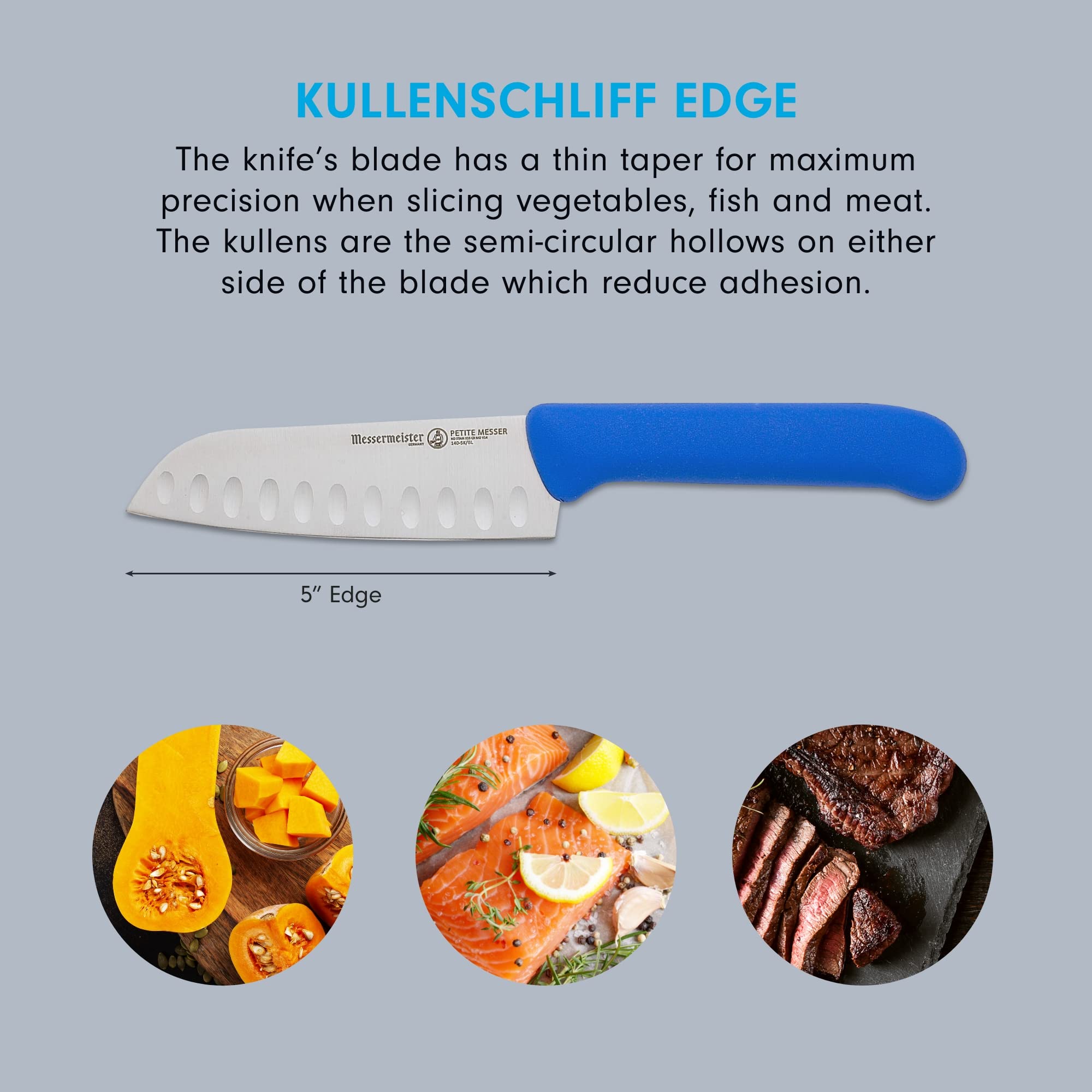 Foto 4 pulgar | Cuchillo Santoku Messermeister Petite Messer 5'' Azul - Venta Internacional.