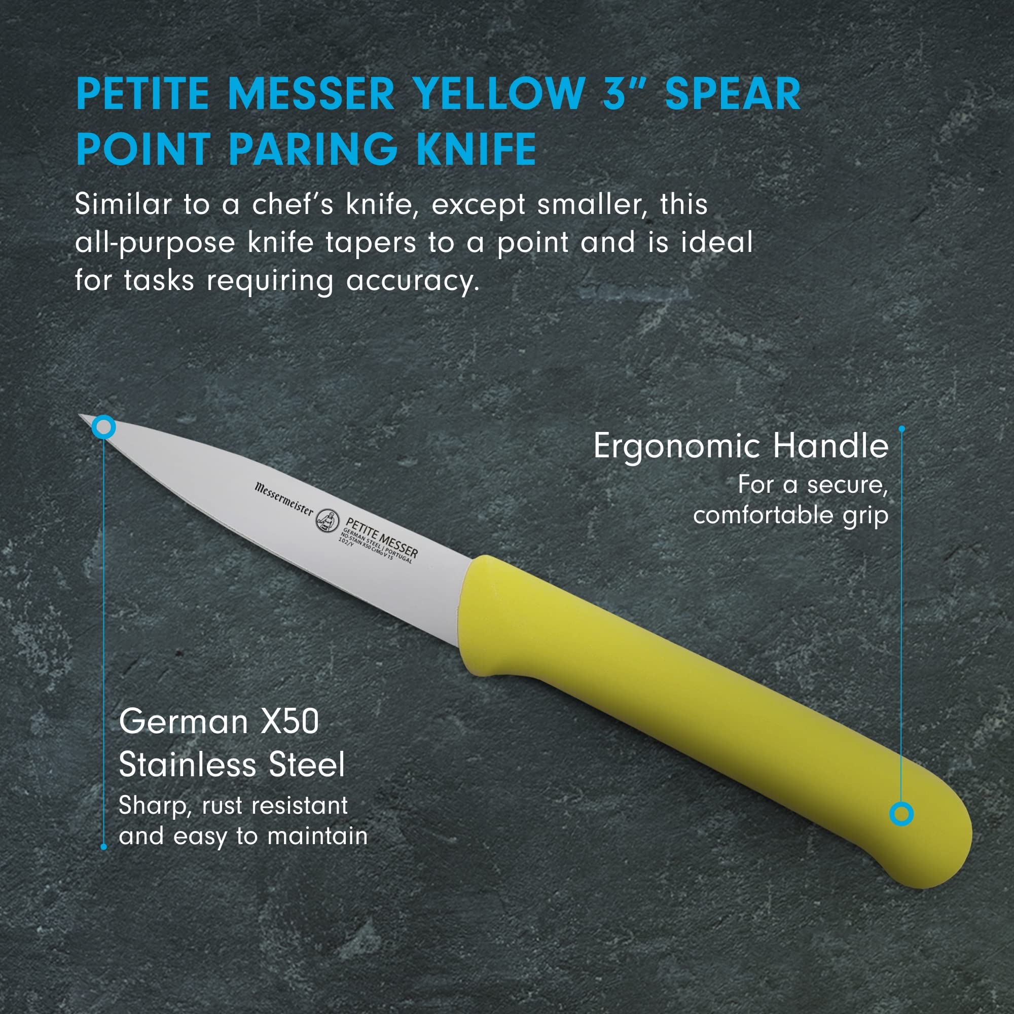 Foto 2 | Cuchillo Para Pelar Messermeister Petite Messer De 3 Pulgadas  Amarillo Con Funda - Venta Internacional.