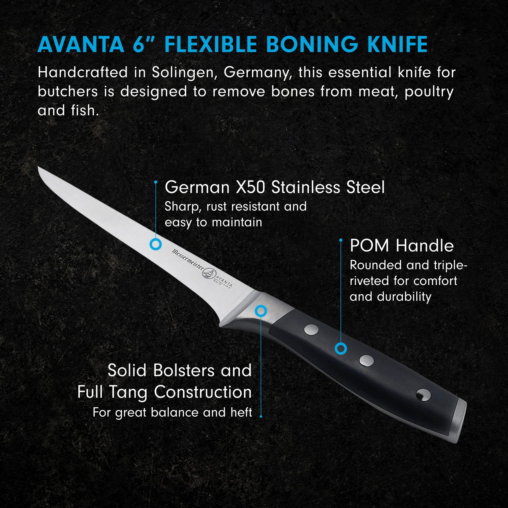 Foto 3 pulgar | Cuchillo Deshuesador Messermeister Avanta Forjado De Acero Alemán De 15 Cm - Venta Internacional.