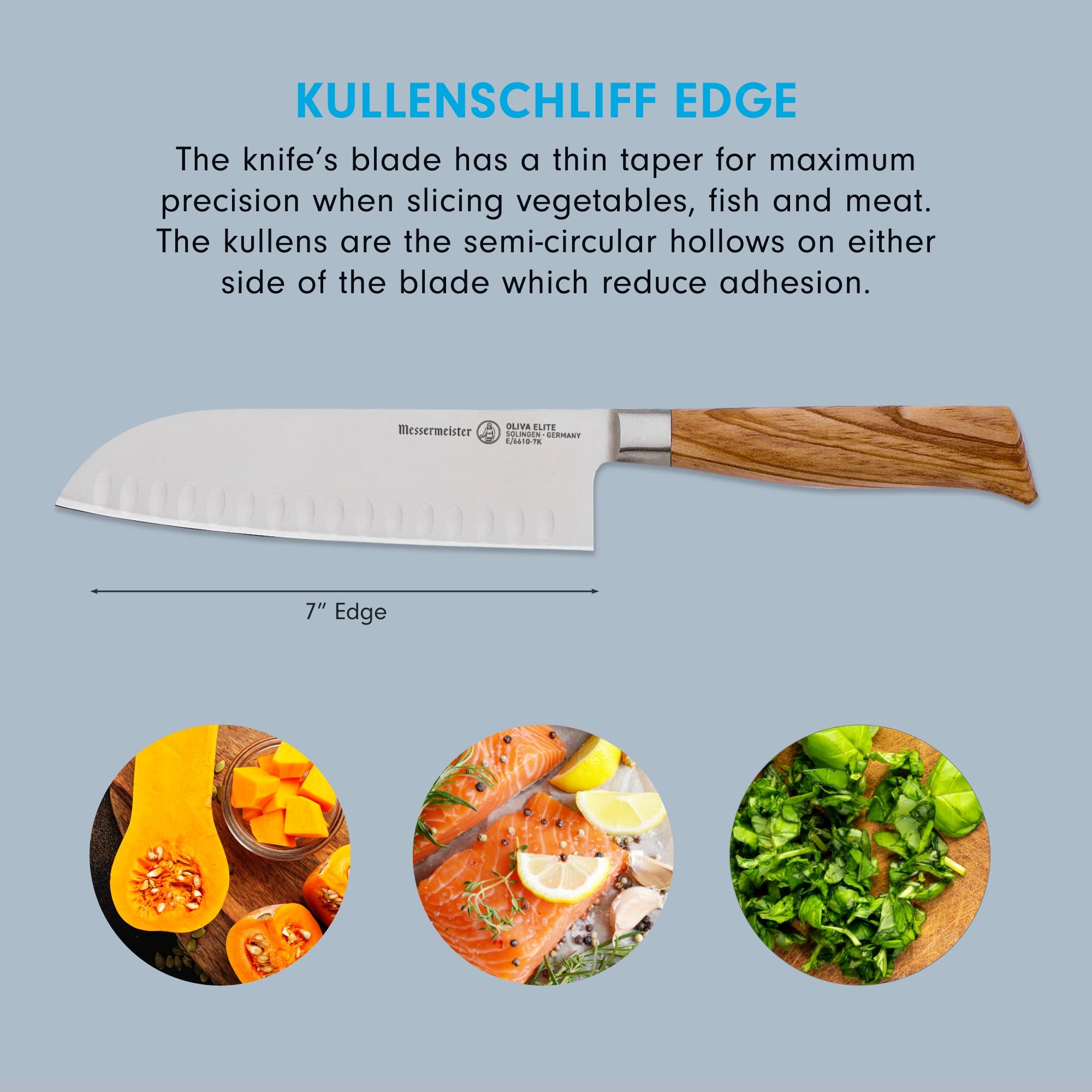 Foto 4 pulgar | Cuchillo Santoku Messermeister Oliva Elite De 18 Cm Con Mango De Madera - Venta Internacional.