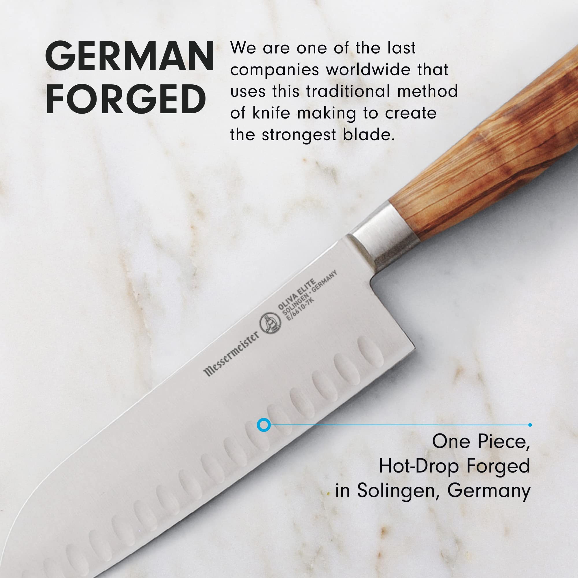 Foto 6 pulgar | Cuchillo Santoku Messermeister Oliva Elite De 18 Cm Con Mango De Madera - Venta Internacional.