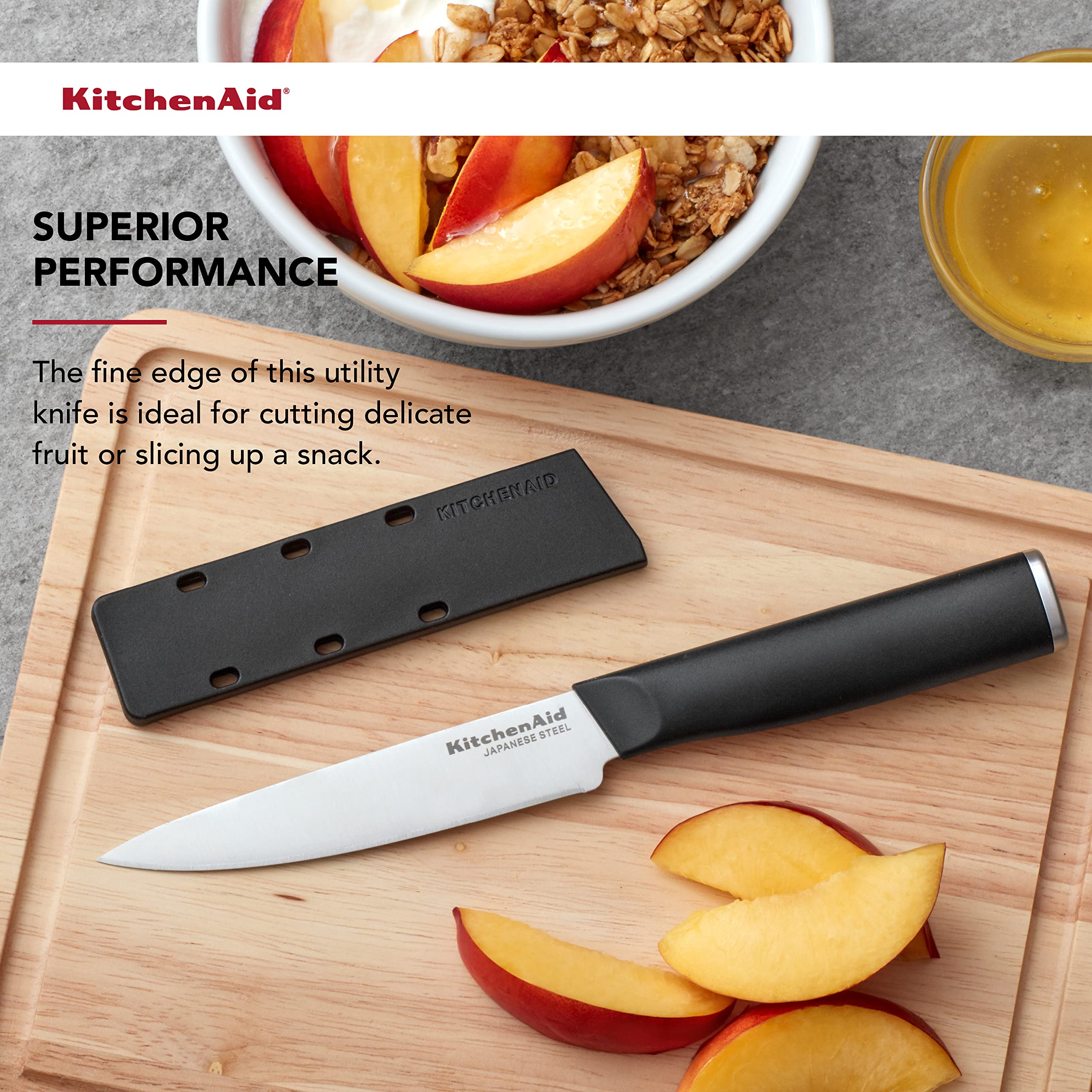 Foto 4 pulgar | Cuchillo Utilitario Kitchenaid Classic De Borde Fino De 11 Cm Con Funda De Hoja - Venta Internacional.