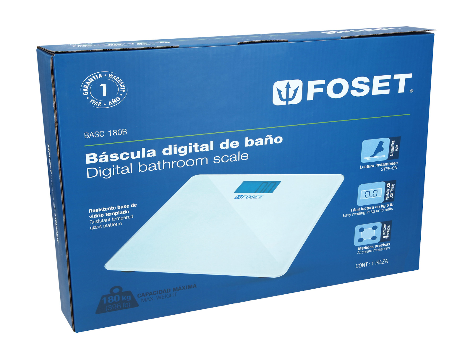 Foto 2 | Bascula Digital Automática Basc-180b Foset color Blanco Hasta 180 kg