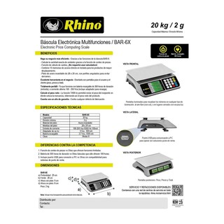 Foto 2 | Báscula Electrónica Multifunciones Rhino Bar-6x