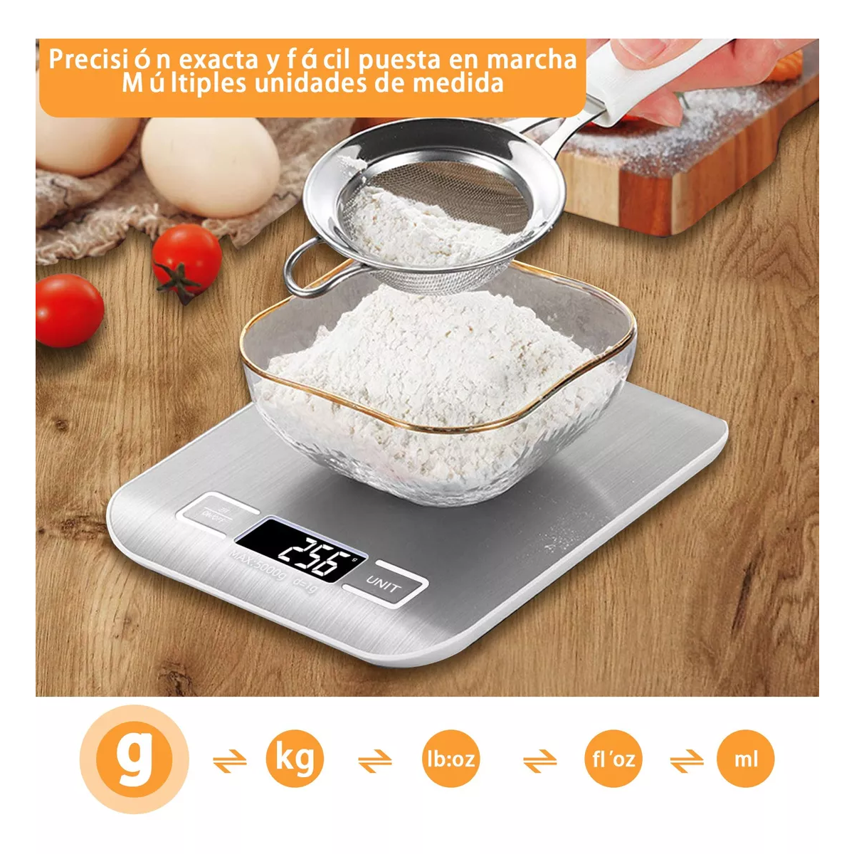 Foto 2 | Báscula De Cocina Digital Recargable Por Usb 5kg Eo Safe Imports Esi-16305 Plata