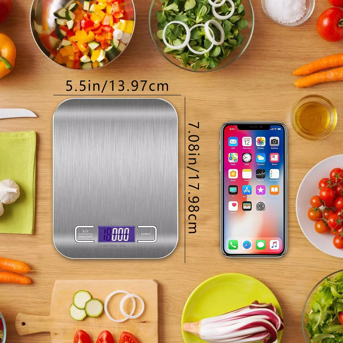 Foto 4 pulgar | Báscula De Cocina Digital Recargable Por Usb 5kg Eo Safe Imports Esi-16305 Plata